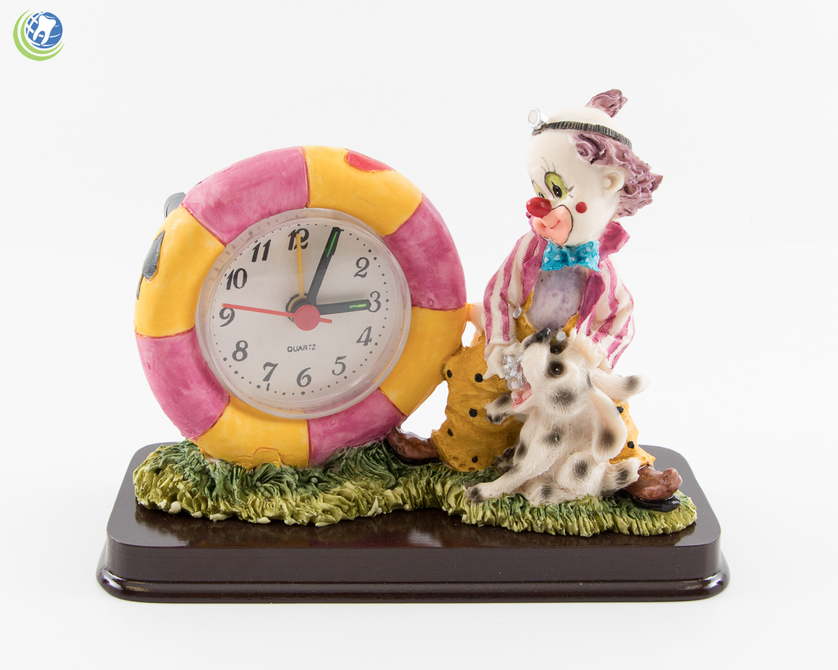 Dental Office Dentist Figurine Decoration Clown & Dalmatian Patient with Clock