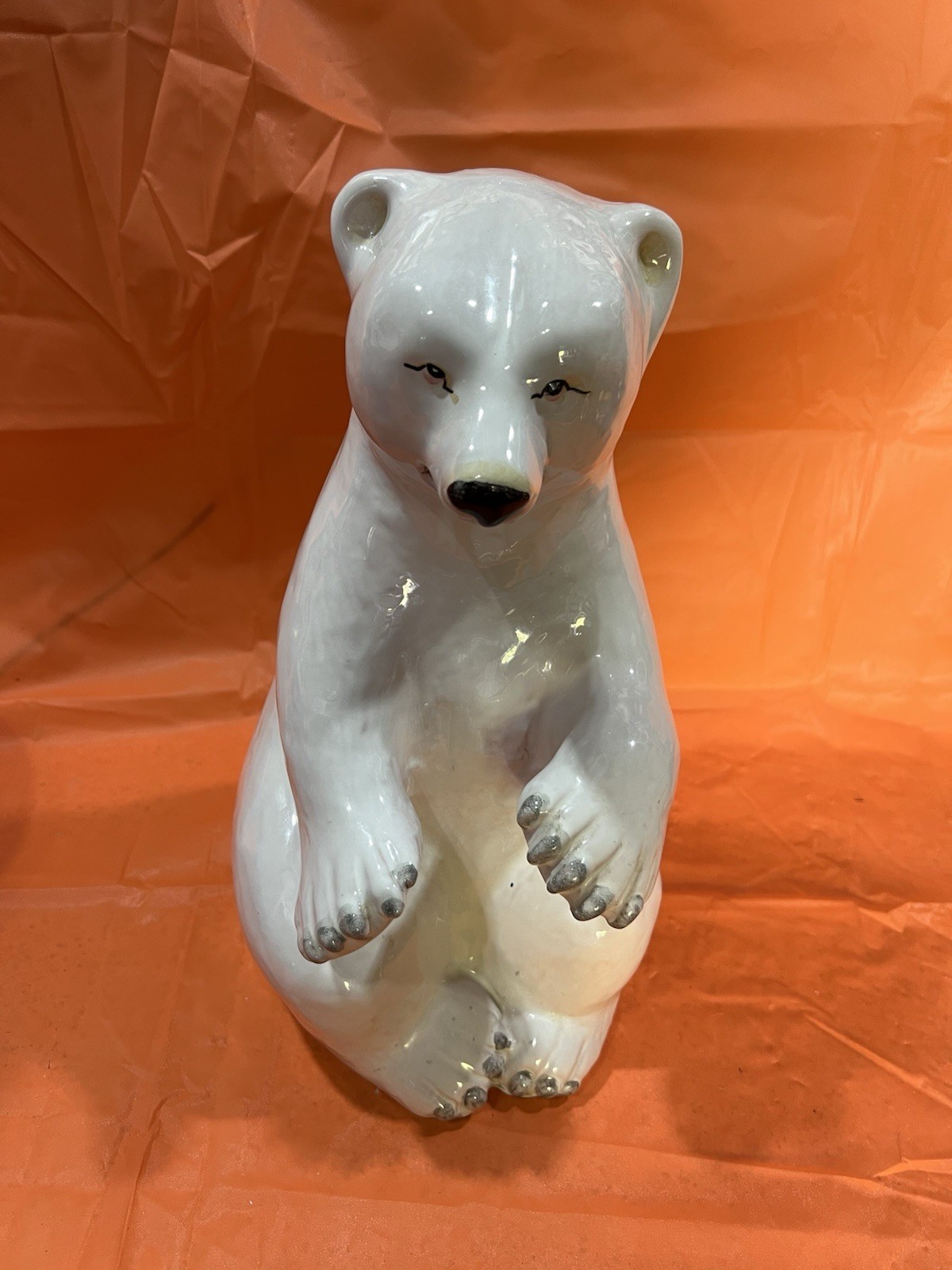 Polar Bear Made in Italy 12” Hand Painted Italian Ceramic Polar Bear 27/175
