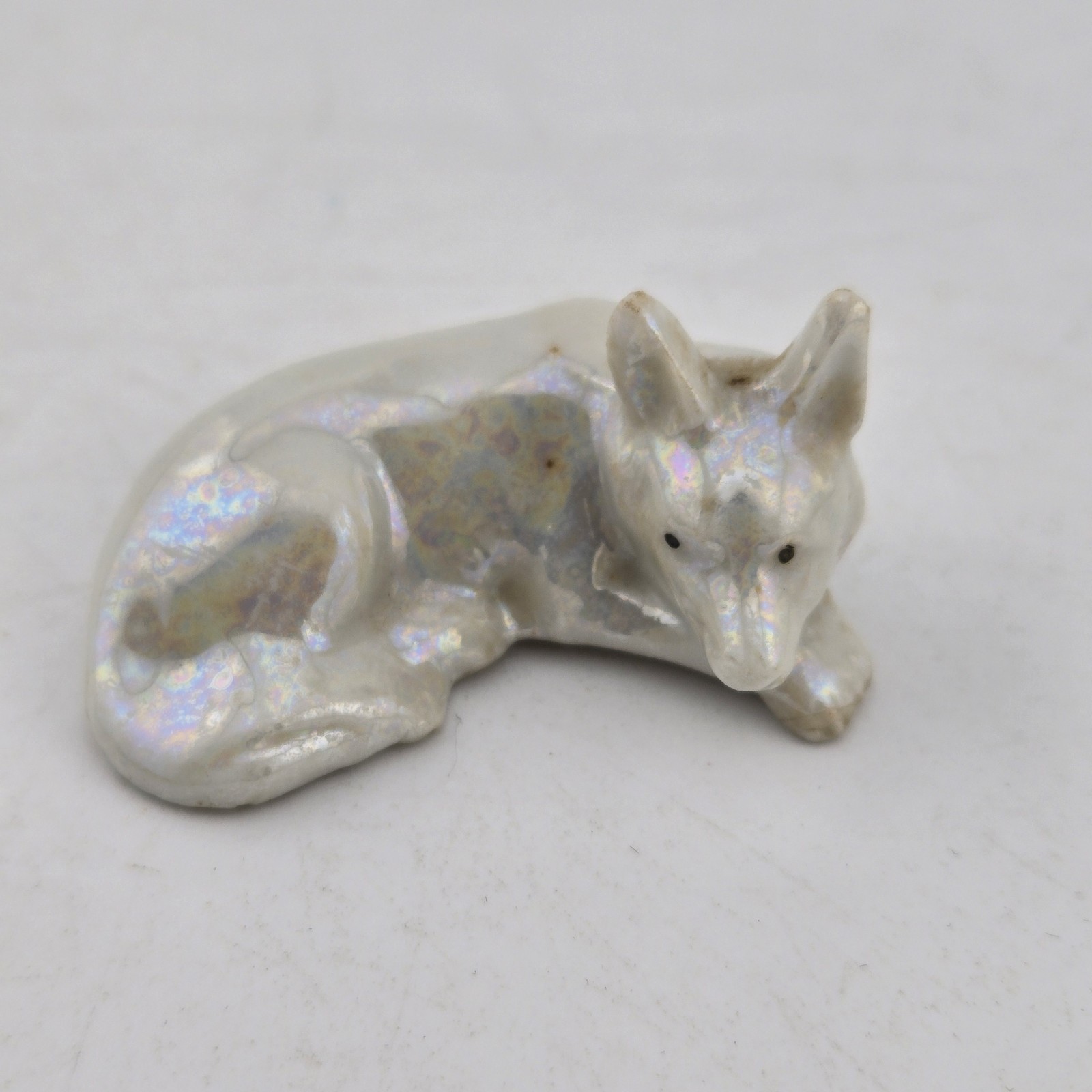 Vintage Iridescent Lusterware Dog Figurines Set of 2 Resting Poses Japan