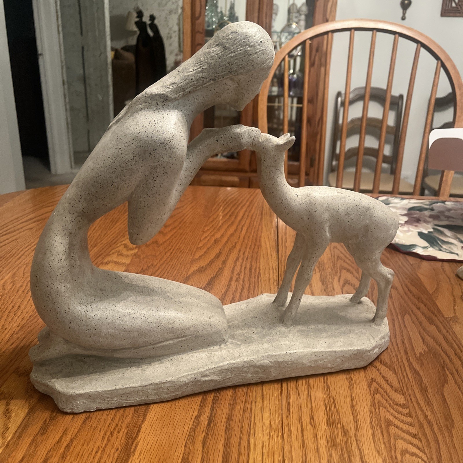 1981 WOMAN WITH FAWN STATUE SCULPTURE by MARC LA POINTE Austin Productions
