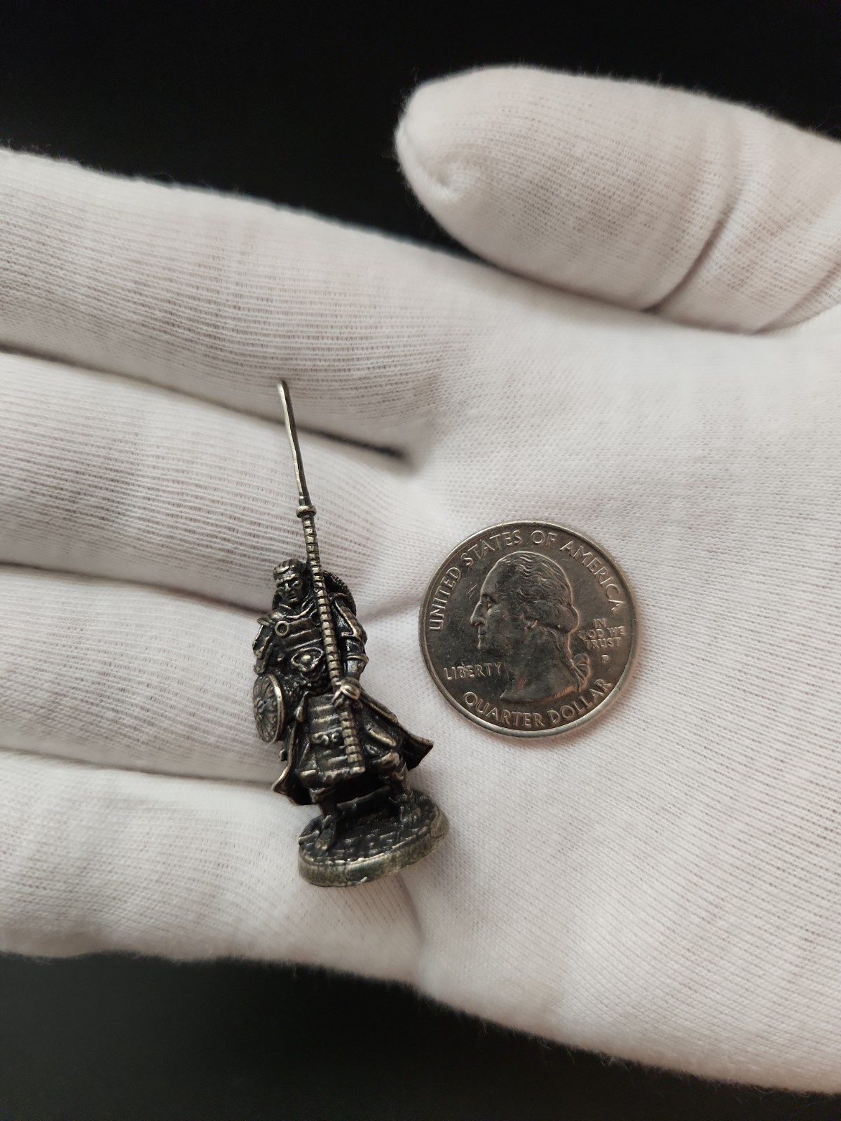 Solid Metal Japanese Samurai Miniature Figure, Total Height 53mm