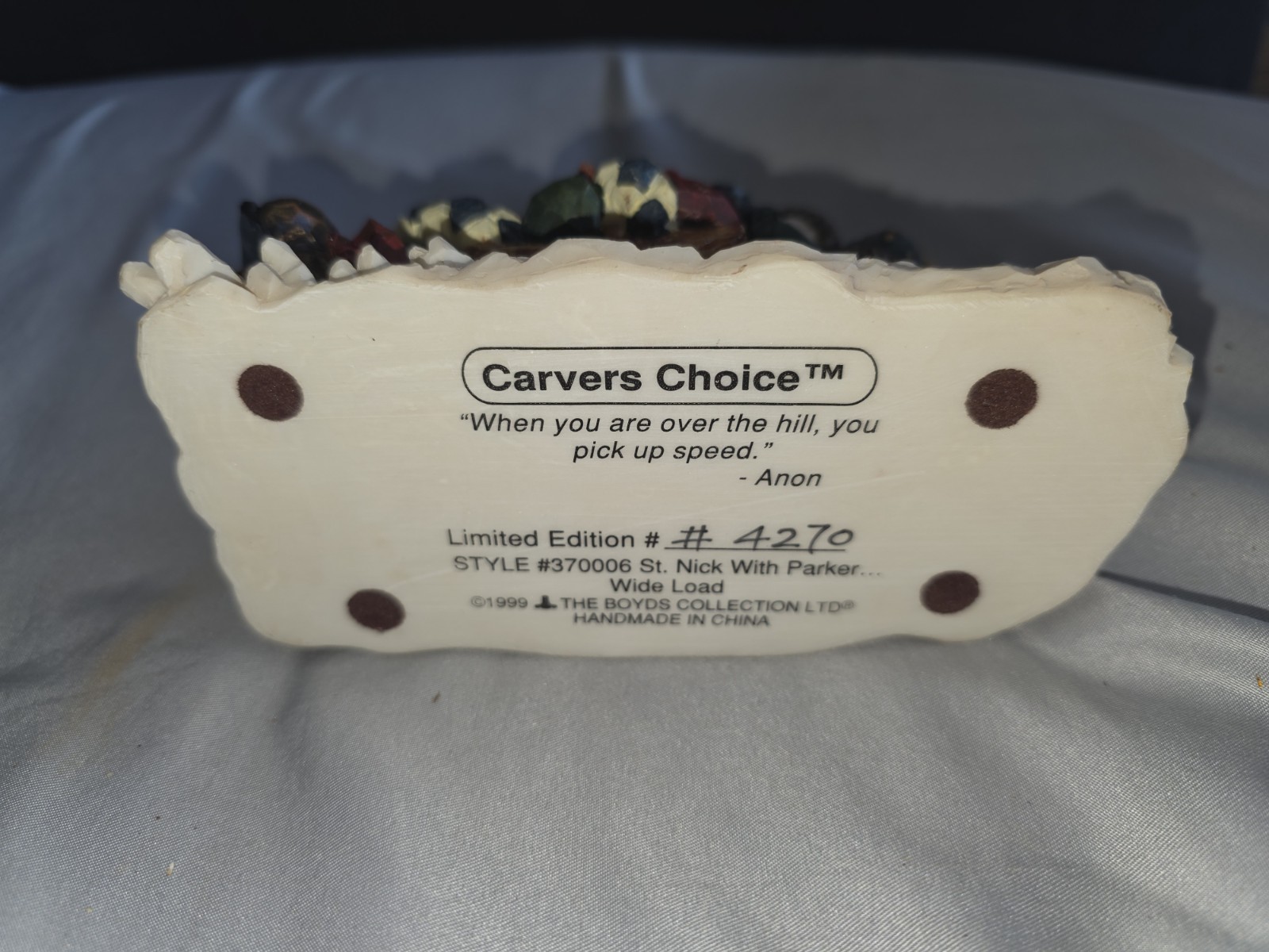 Boyds Bears Carvers Choice Santa Claus on Sleigh “Santa… In the Nick of Time”