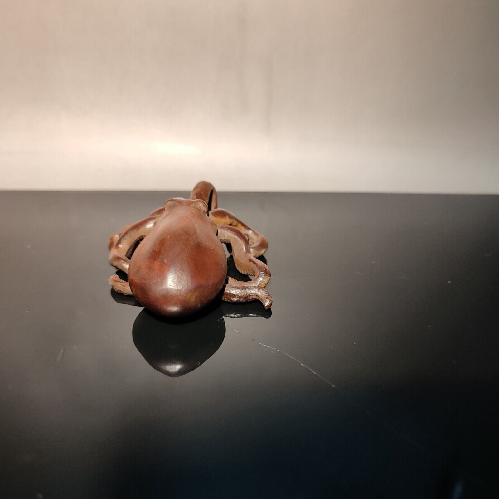 Vintage Wooden Octopus Statue Carving Wood Carved Figure Decor Children Gift Art