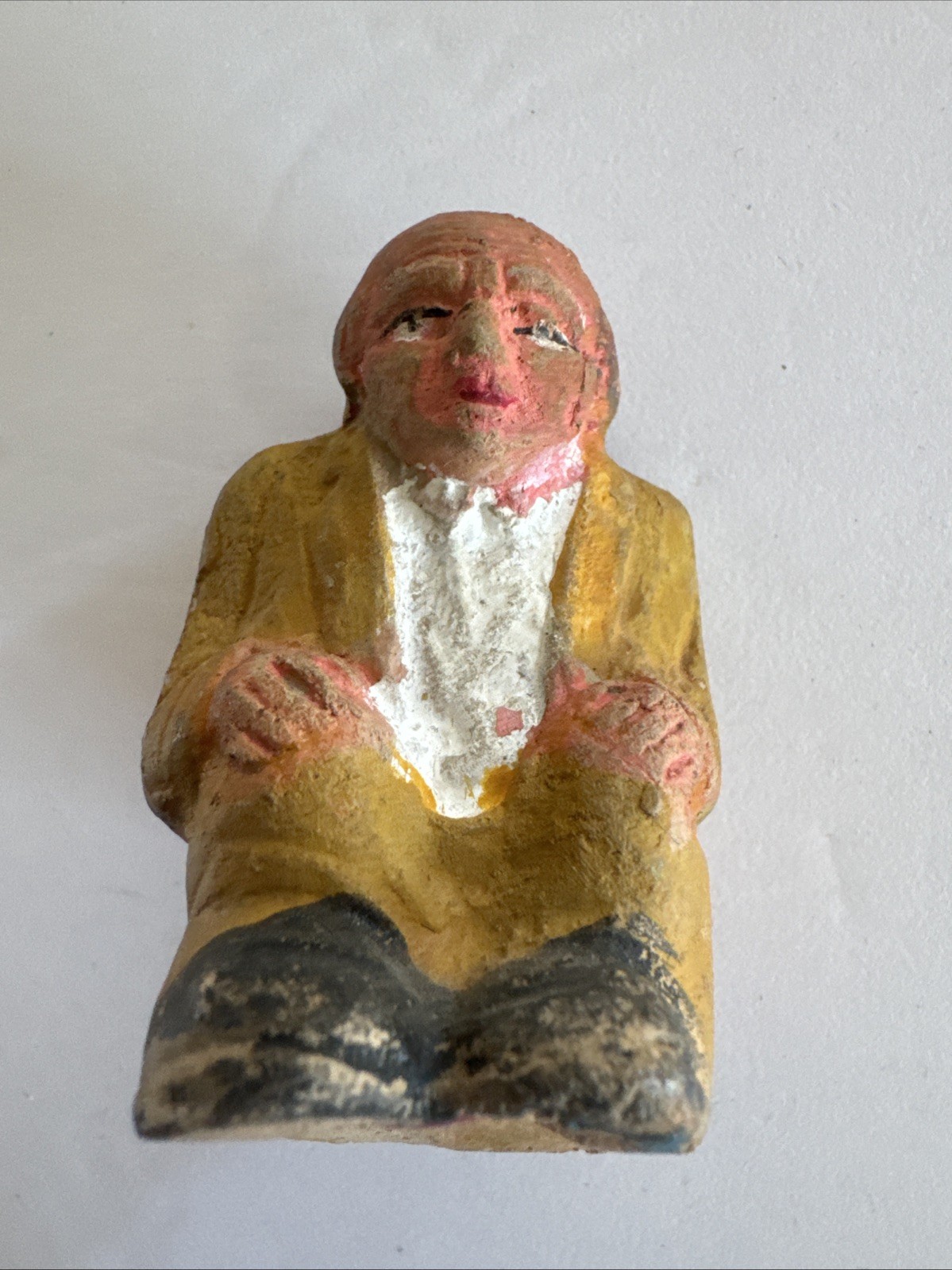 Chalkware Plaster Figural Old Man Pooping 2.5”