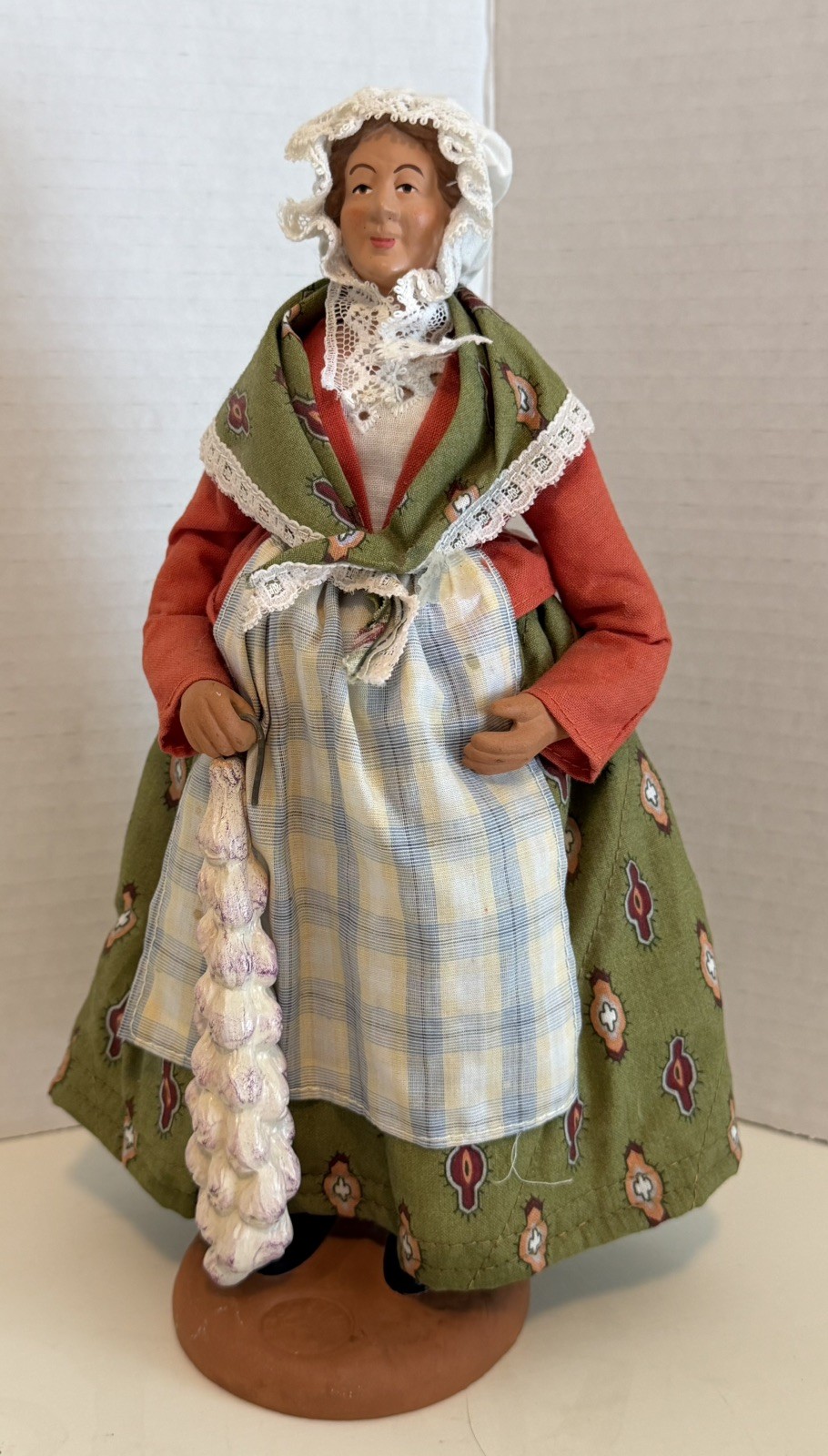 Vtg Santon De Provence Terra Cotta Clay Handmade Folk Art Woman Figure France