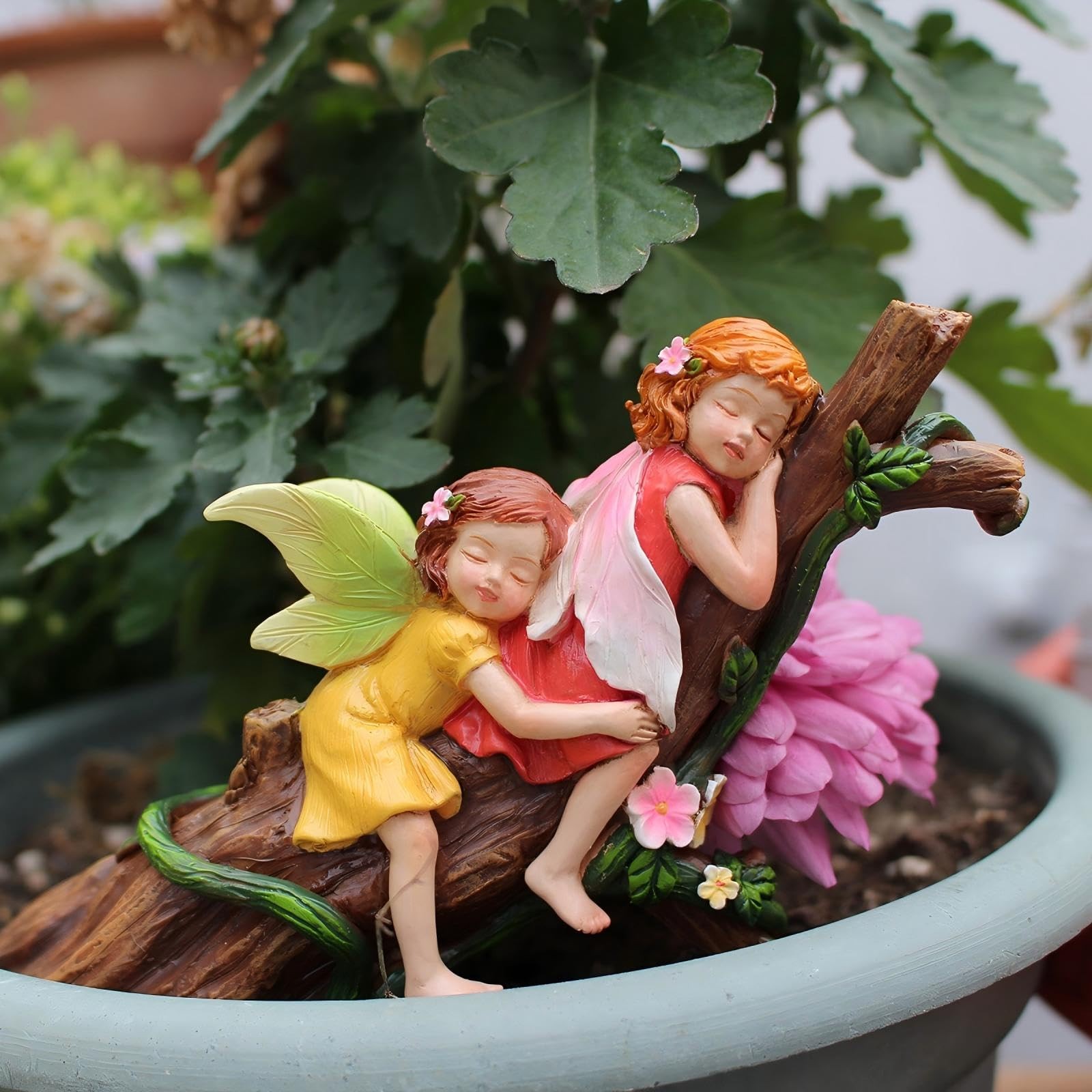 Fairy Garden Figurine, Sleeping on Tree Branch, Miniature Figurine for Plant …