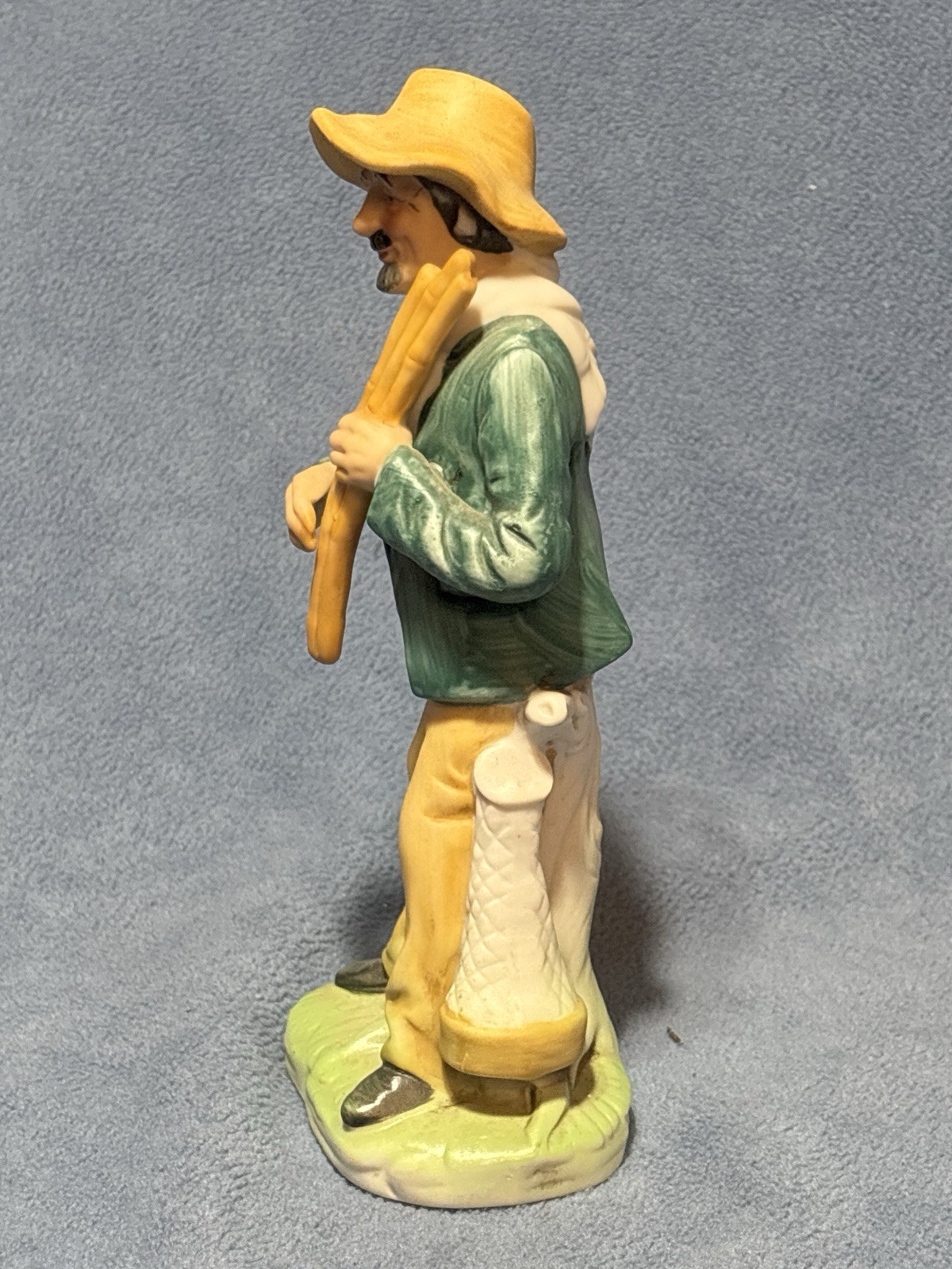 Ceramic Man Playing Pan Flute Figurine Multicolor Painted Finish Adults