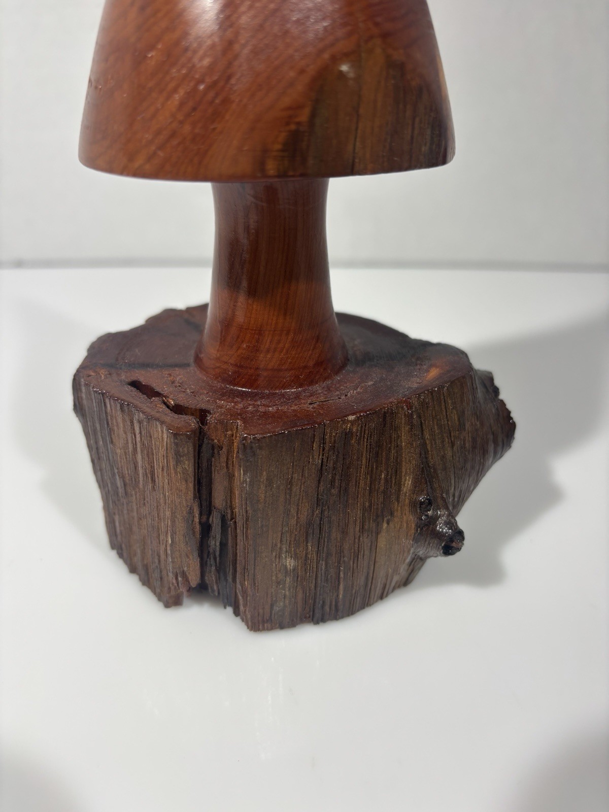 Vintage Unique Hand Carved Wood Mushroom Figurine Sculpture 8.5 Inches Tall