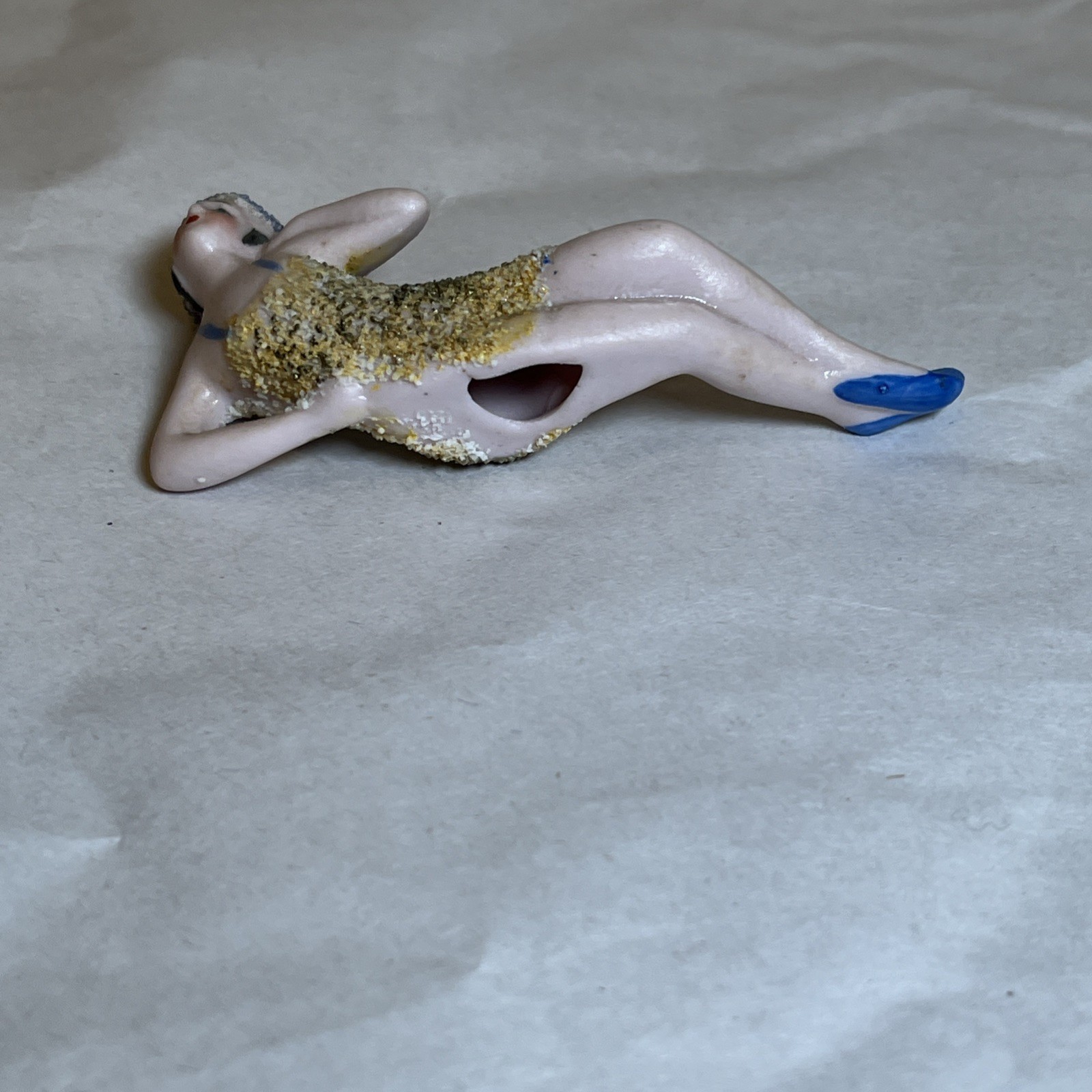 ANTIQUE ART DECO GERMAN BISQUE BATHING BEAUTY NUDE FIGURINE Vtg 5684 Textured