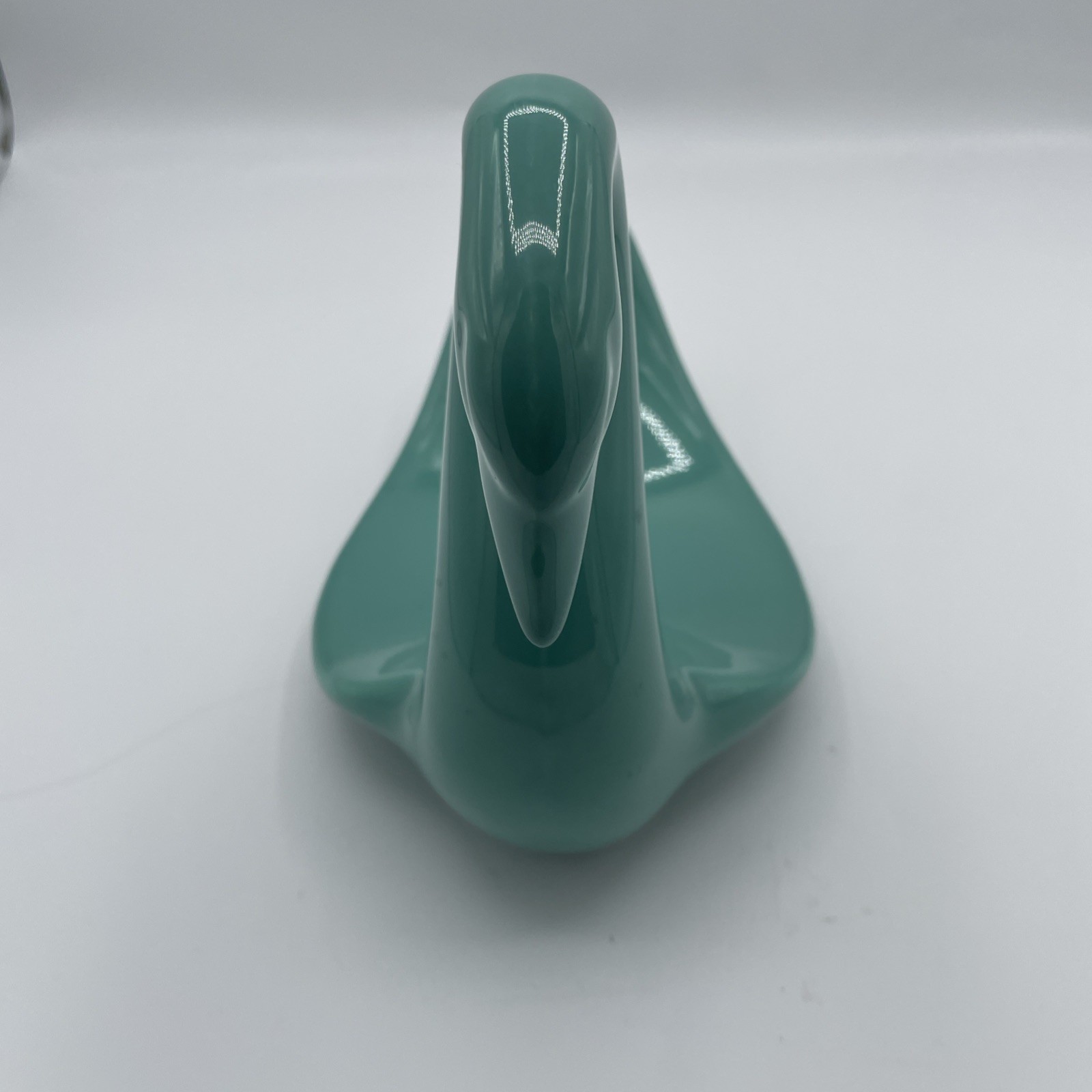 Vintage Teal Ceramic Swan Figural Bathroom Towel Washcloth Holder MCM