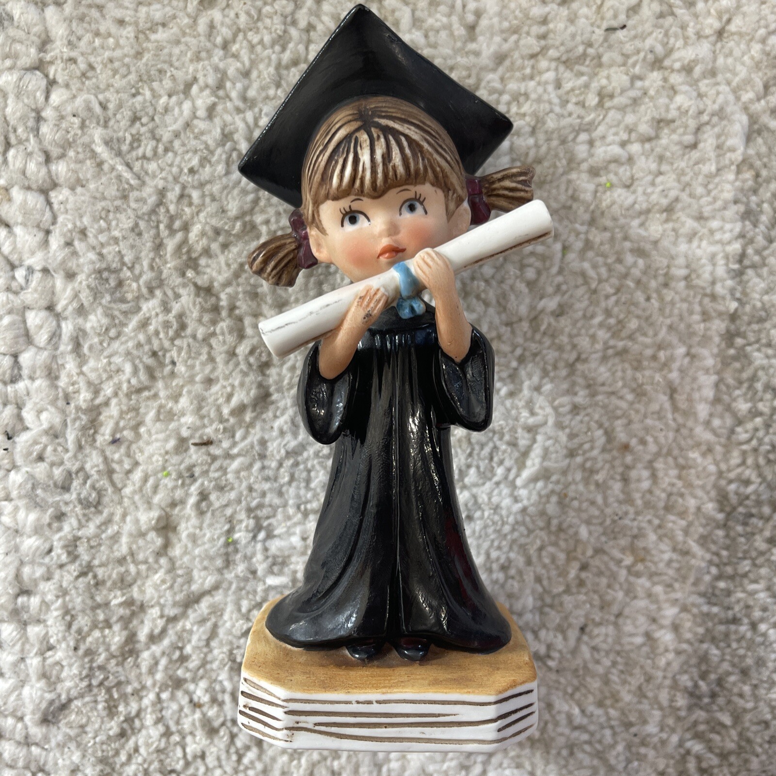 VTG 1976 Fran Mar Gorham Moppets Well Earned Girl Graduate Ceramic Figurine 6″