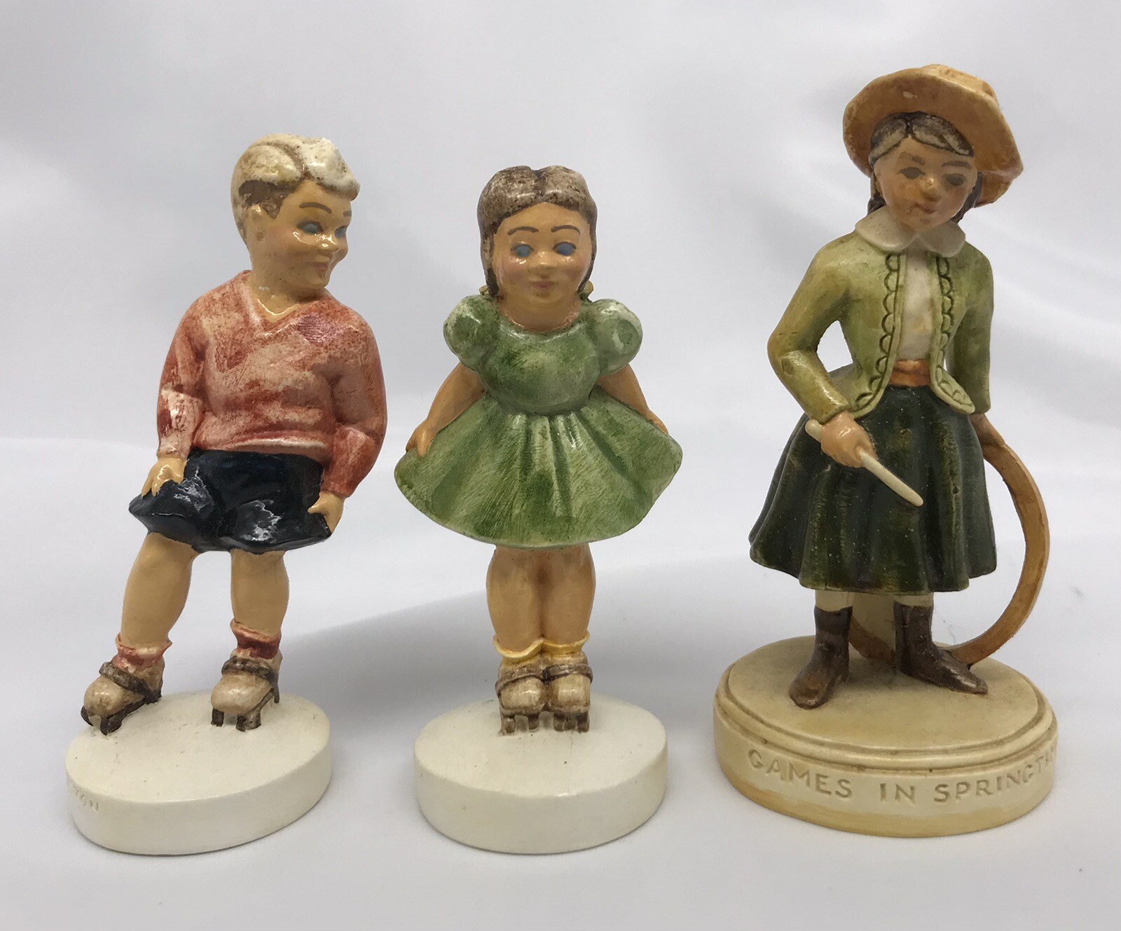 Set of 3 Vintage Sebastian Miniatures “Games in Springtime” 1953