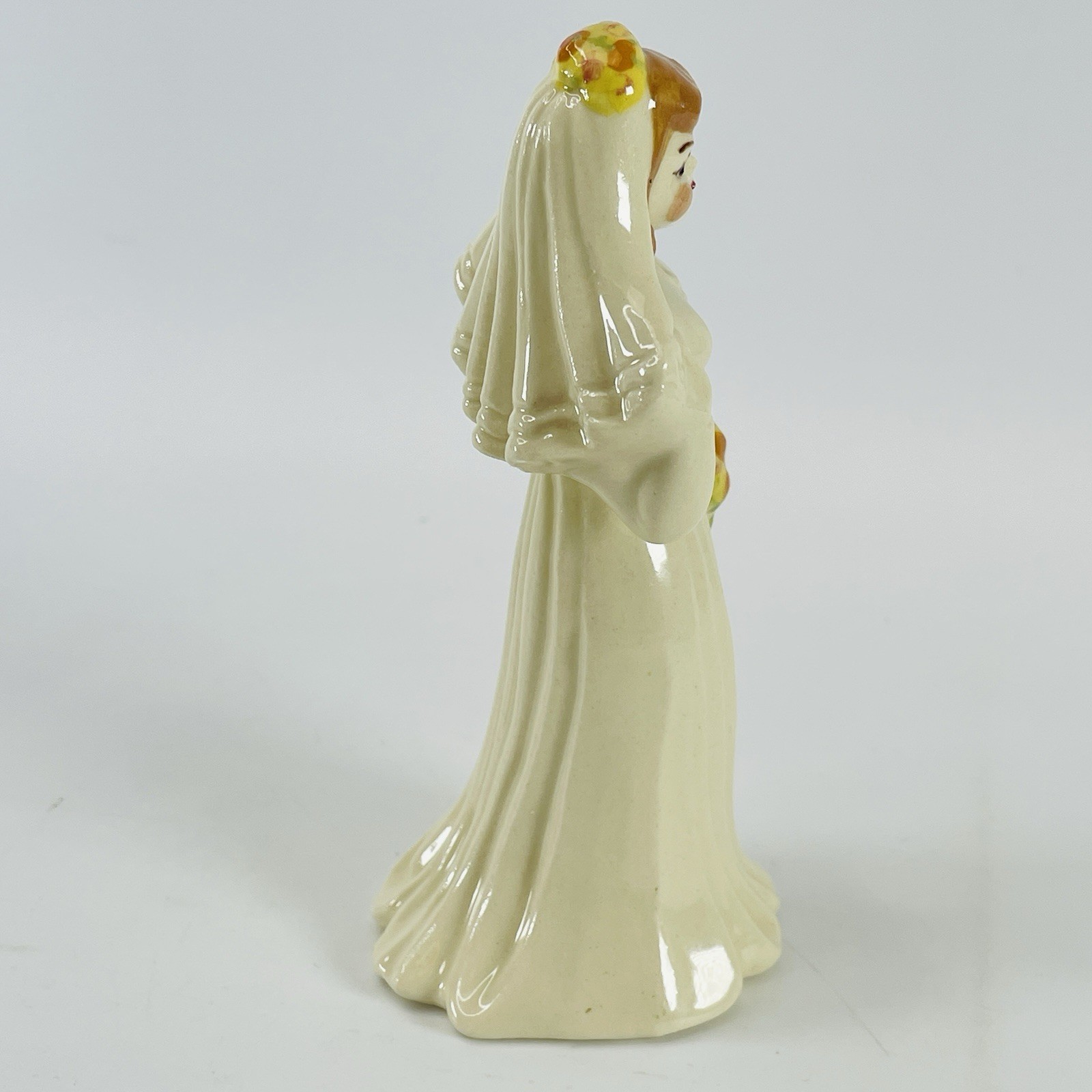 Vtg 1950s MCM Wedding Cake Topper Decor Bride Ceramic Figurine 5″ Retro Bridal