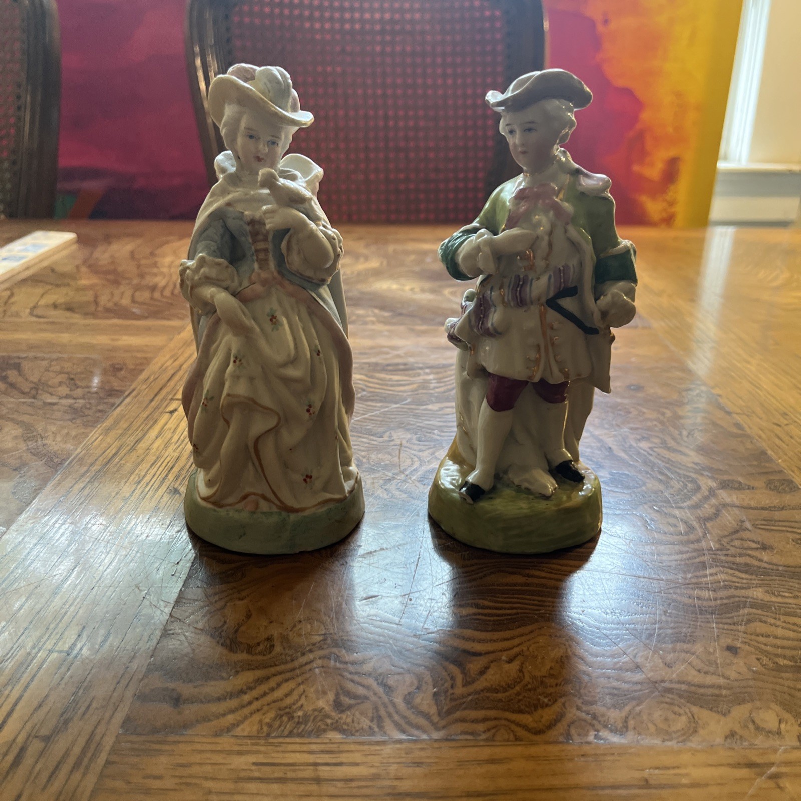 Vintage French Colonial Chalkware Lady and Gentleman/Home decor/Collectible…