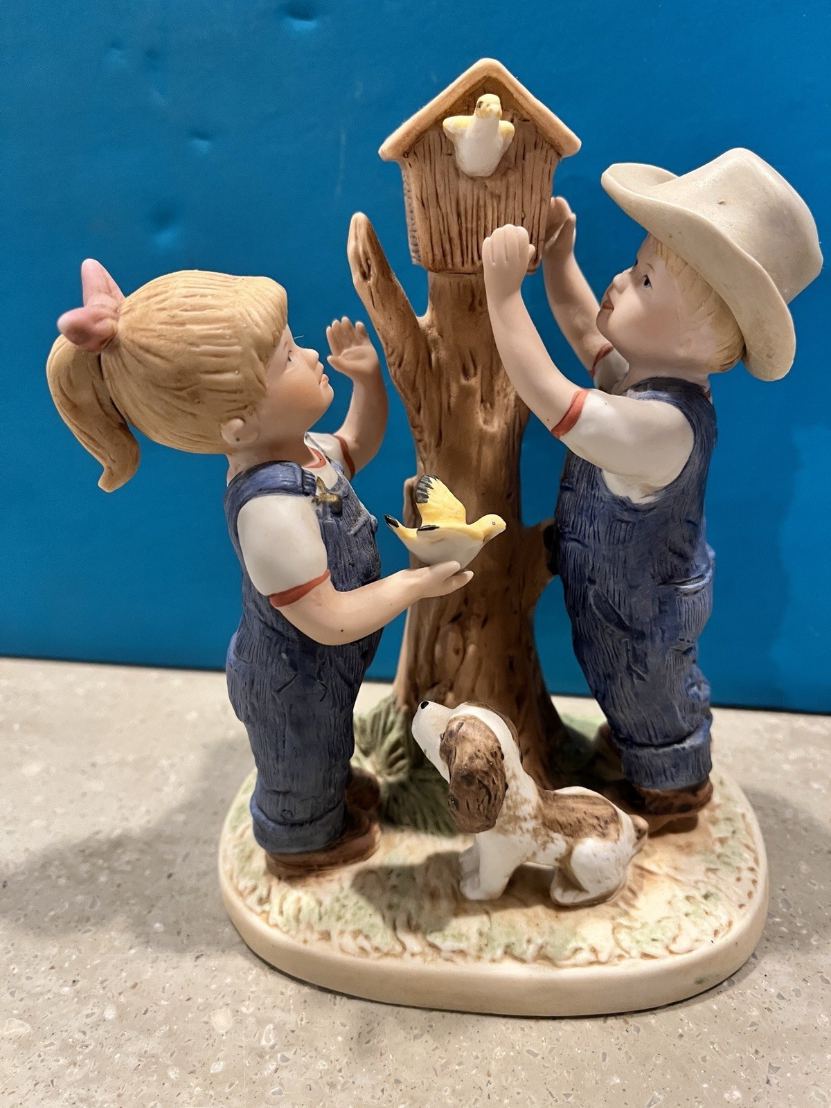 Vintage Home Interiors Homco Denim Days 8888 Our Birdhouse Figurine 1985