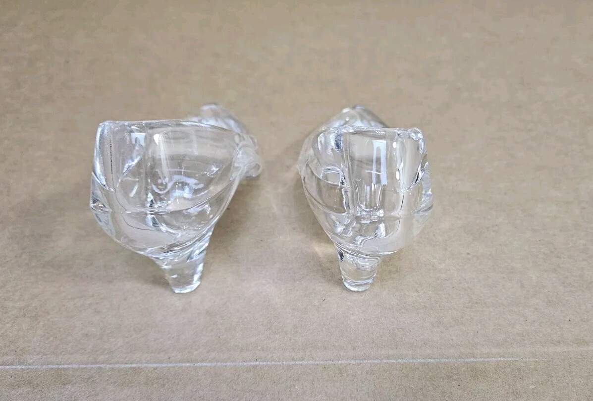 Vtg Pair Of Glass High Heel Shoes Clear Crystal Cinderella Slippers Oneida ?