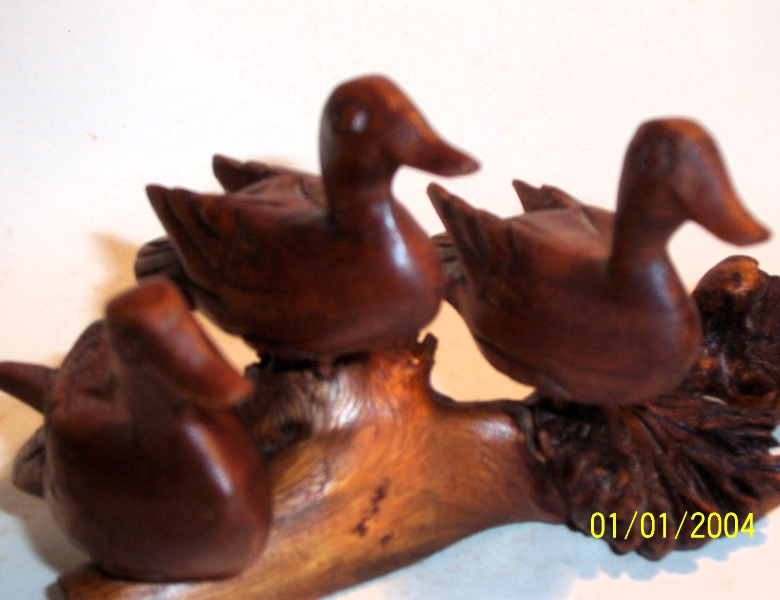Old 3 DUCKS Hand Carved Drift Wood Art Sculpture Statue Figurine Vintage Antique