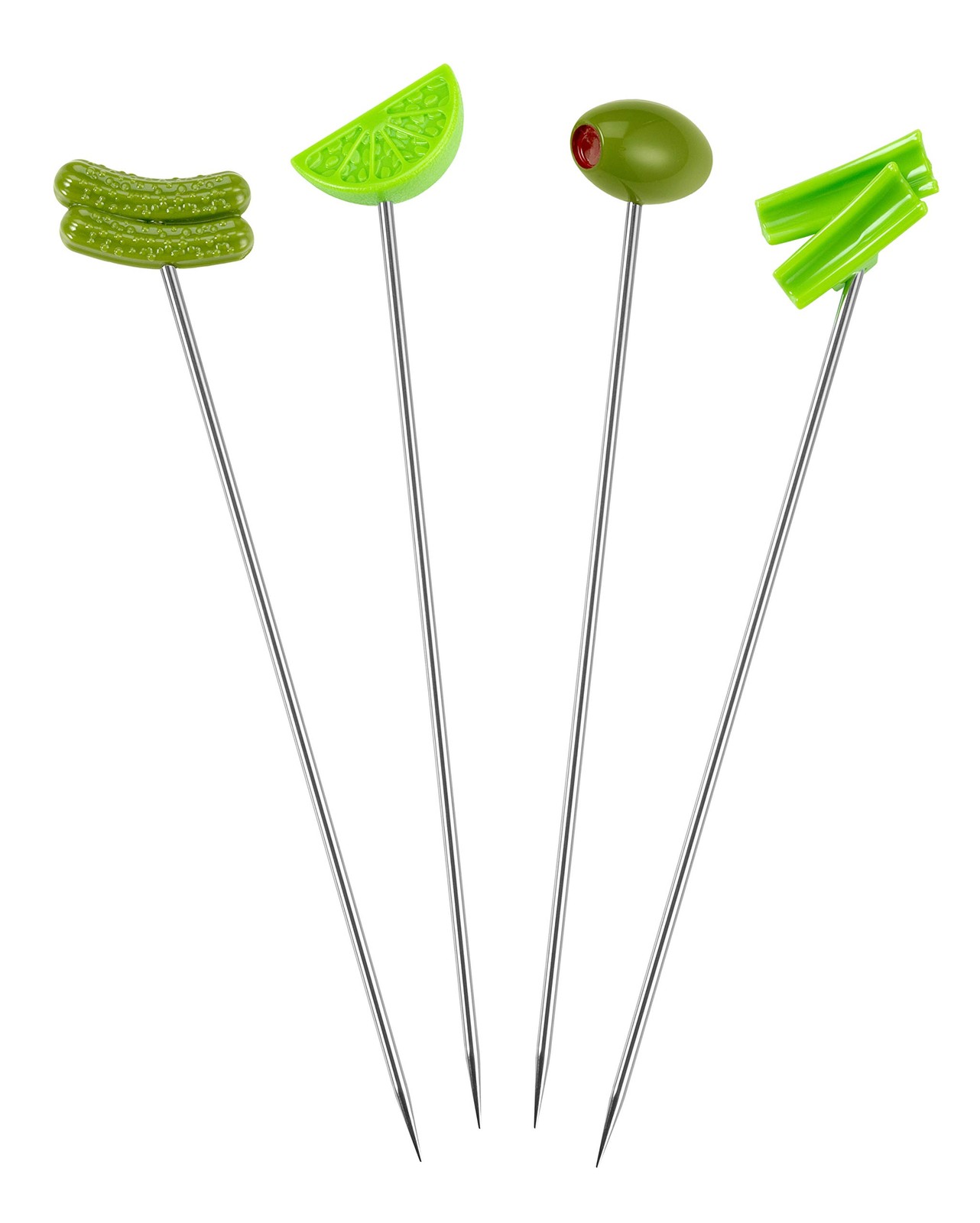 Prodyne 4 Bloody Mary Cocktail Skewer Green 7-inch Set of Standard Functional Bl