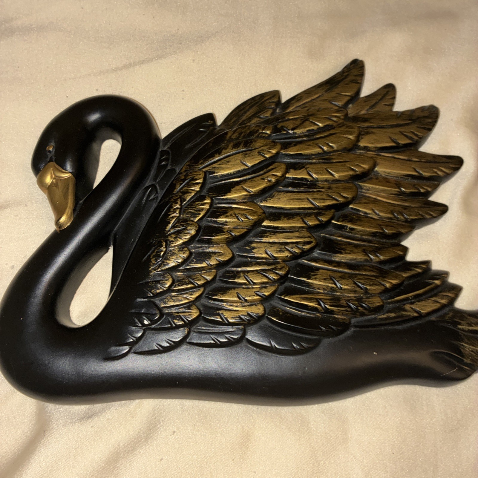 Miller Studio Chalkware Black Swans 10″x1″x8″ Wall Plaque Set MCM Vtg 1968 RARE