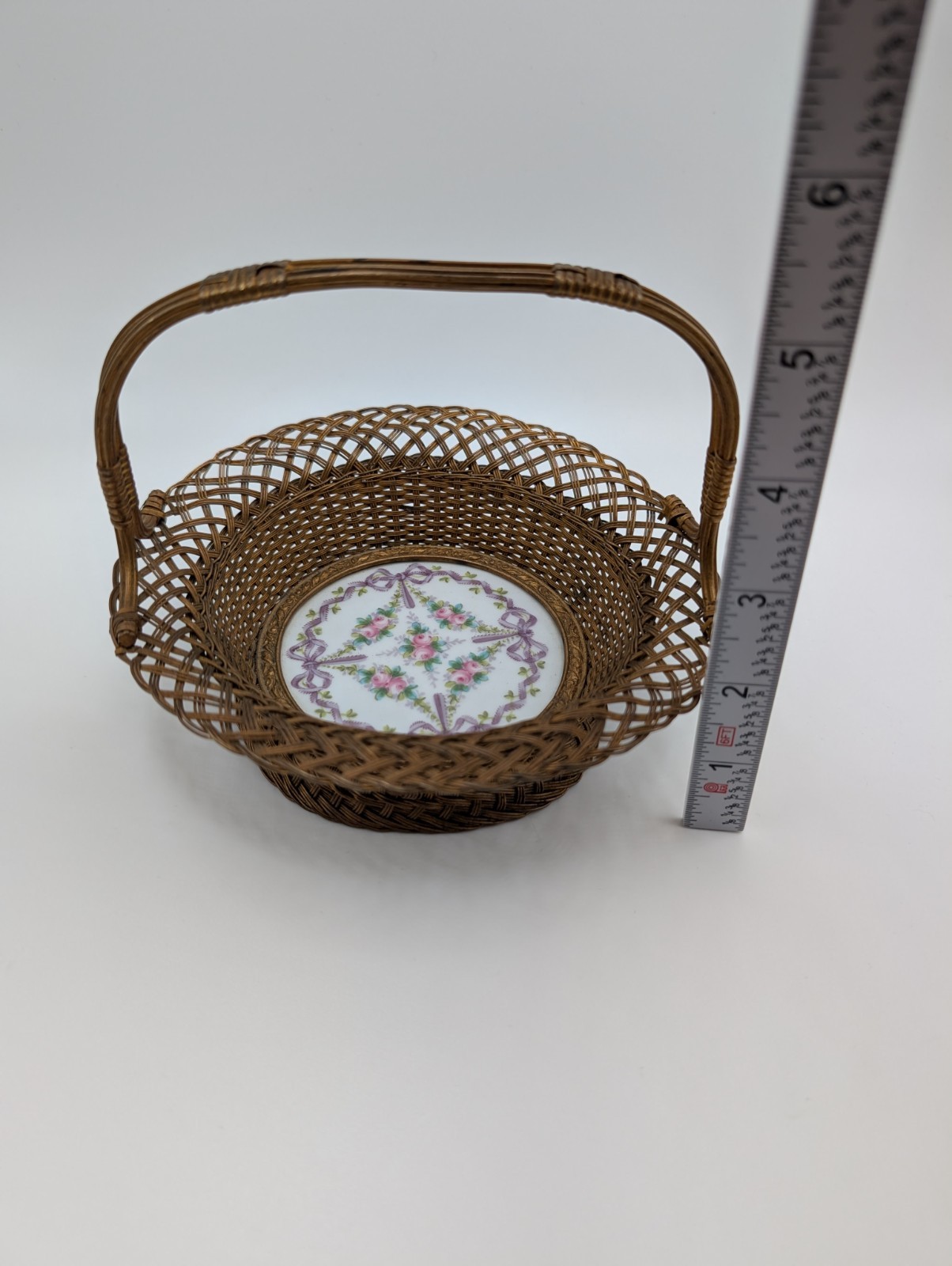 Antique Sévres Bronze & Porcelain Bride Basket Centerpiece Stamped