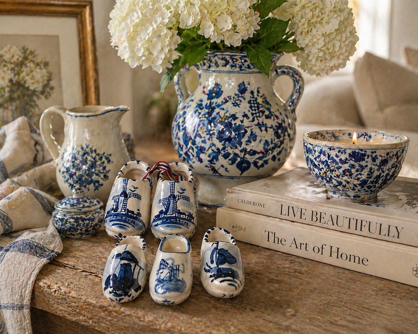 VTG Delft Blue mini clogs Lot (5) ceramic Hand Painted Holland Dutch cottage