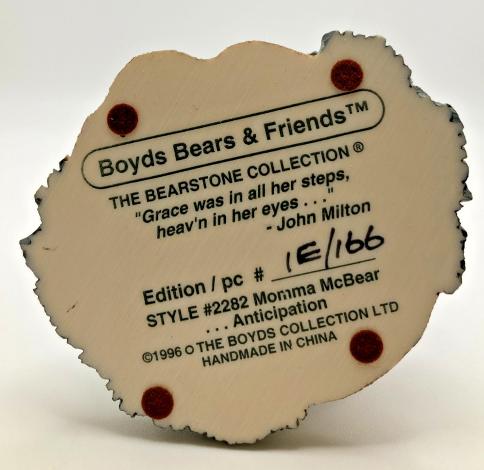 1993 Boyds Bears Figurine Pregnant Momma Bear Momma McBear Anticipation #2282