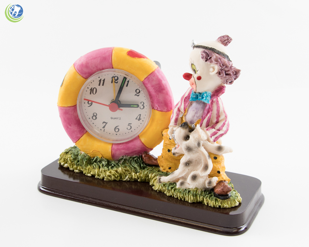 Dental Office Dentist Figurine Decoration Clown & Dalmatian Patient with Clock