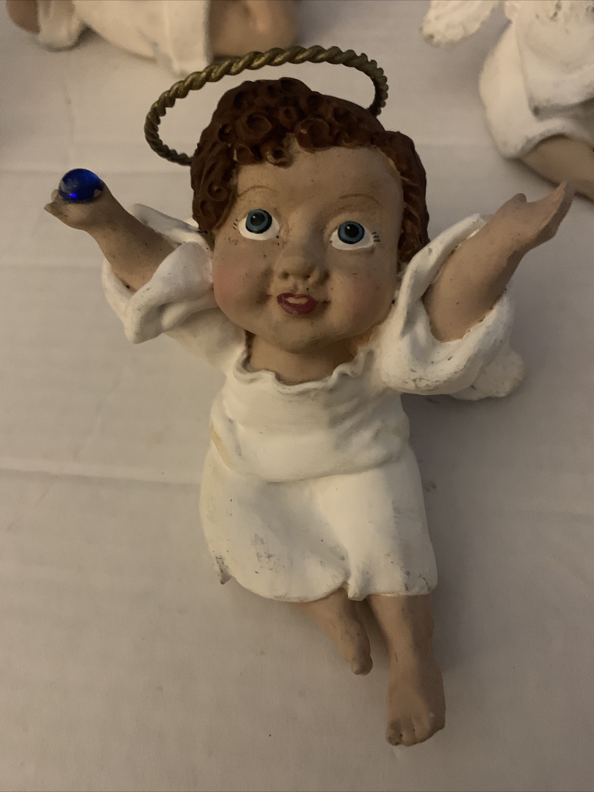 4 Vtg Ethnic ceramic Angel Sandy Doll figurines Birthstone July Dec. Nov Sept