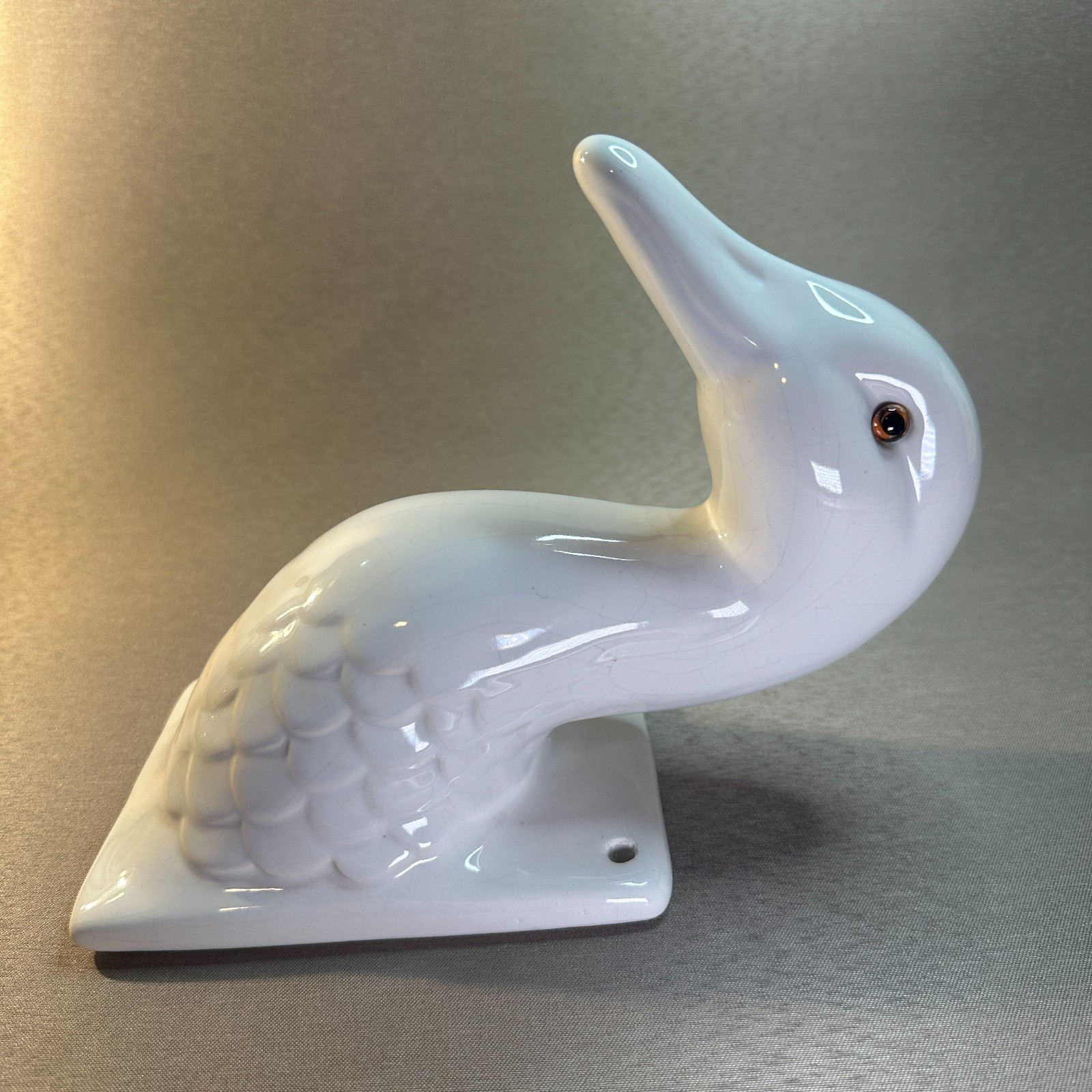 Vtg Ceramic Duck Goose Head Wall Hook Plaque Farmhouse Kitchen Decor 1970s