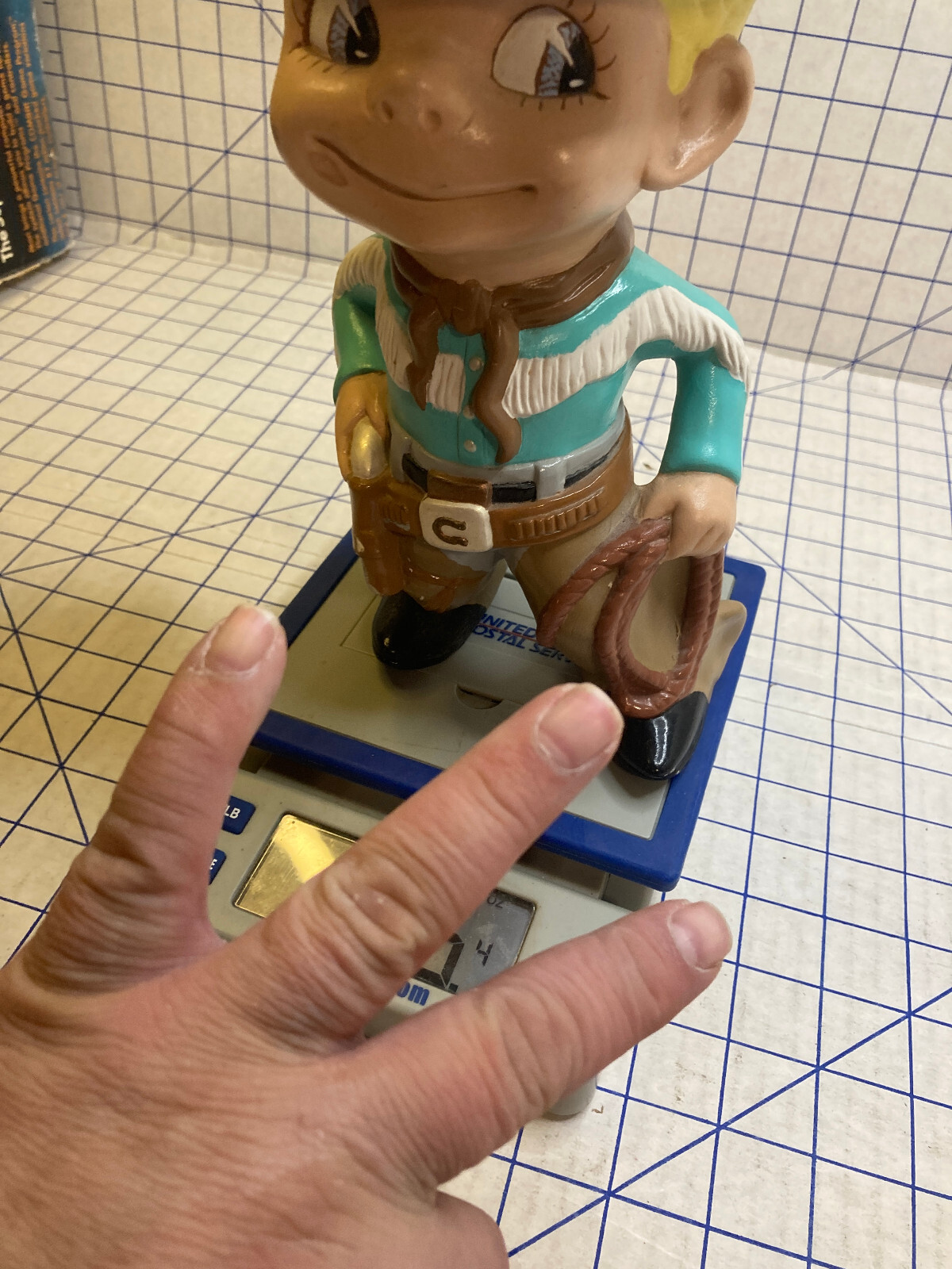 Vintage Atlantic Mold Ceramic Smiley Cowboy Boy Figurine Hand Painted Beautiful