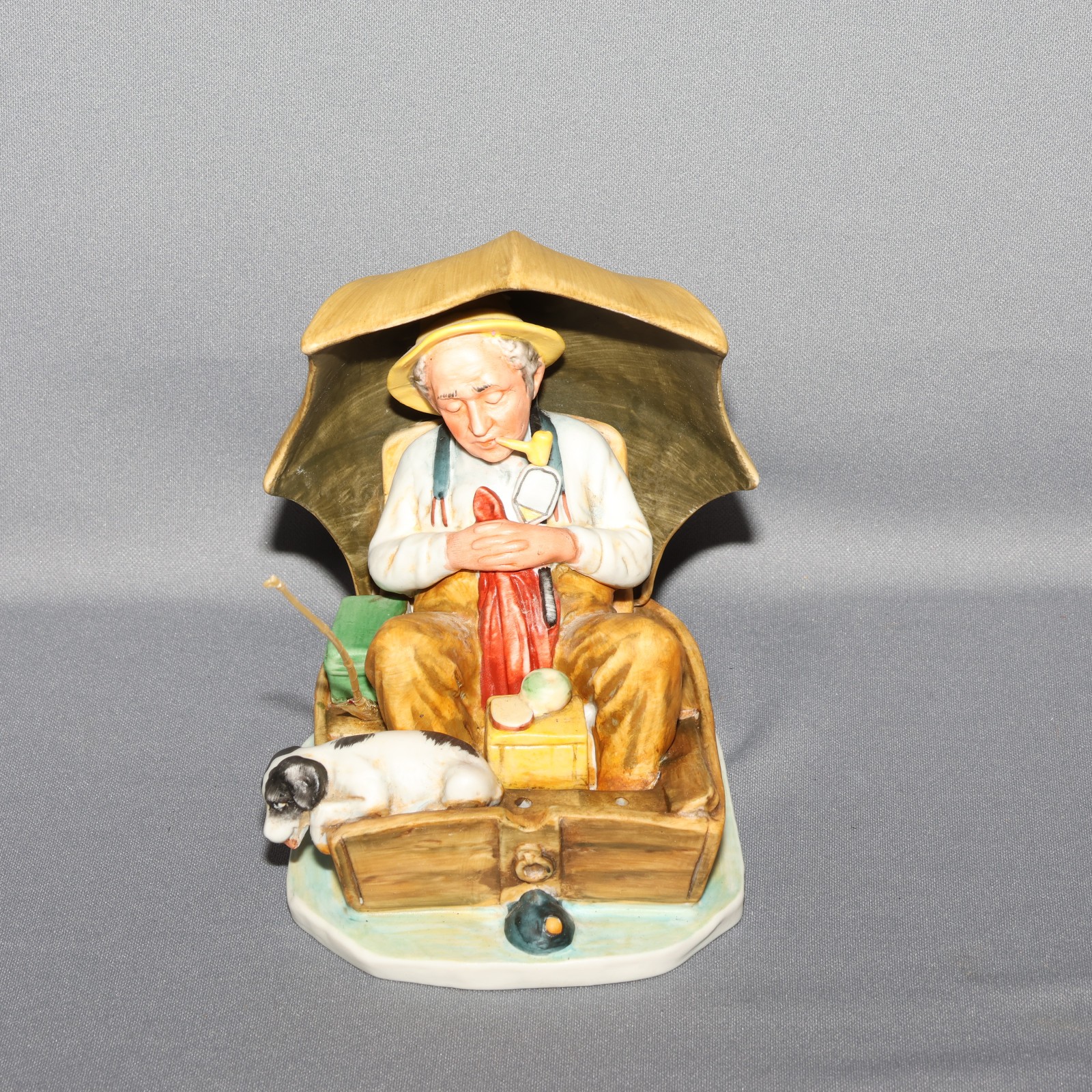 Norman Rockwell “Fishing” 1974 Gorham Porcelain Figurine#404 Grampa-Pup In Canoe