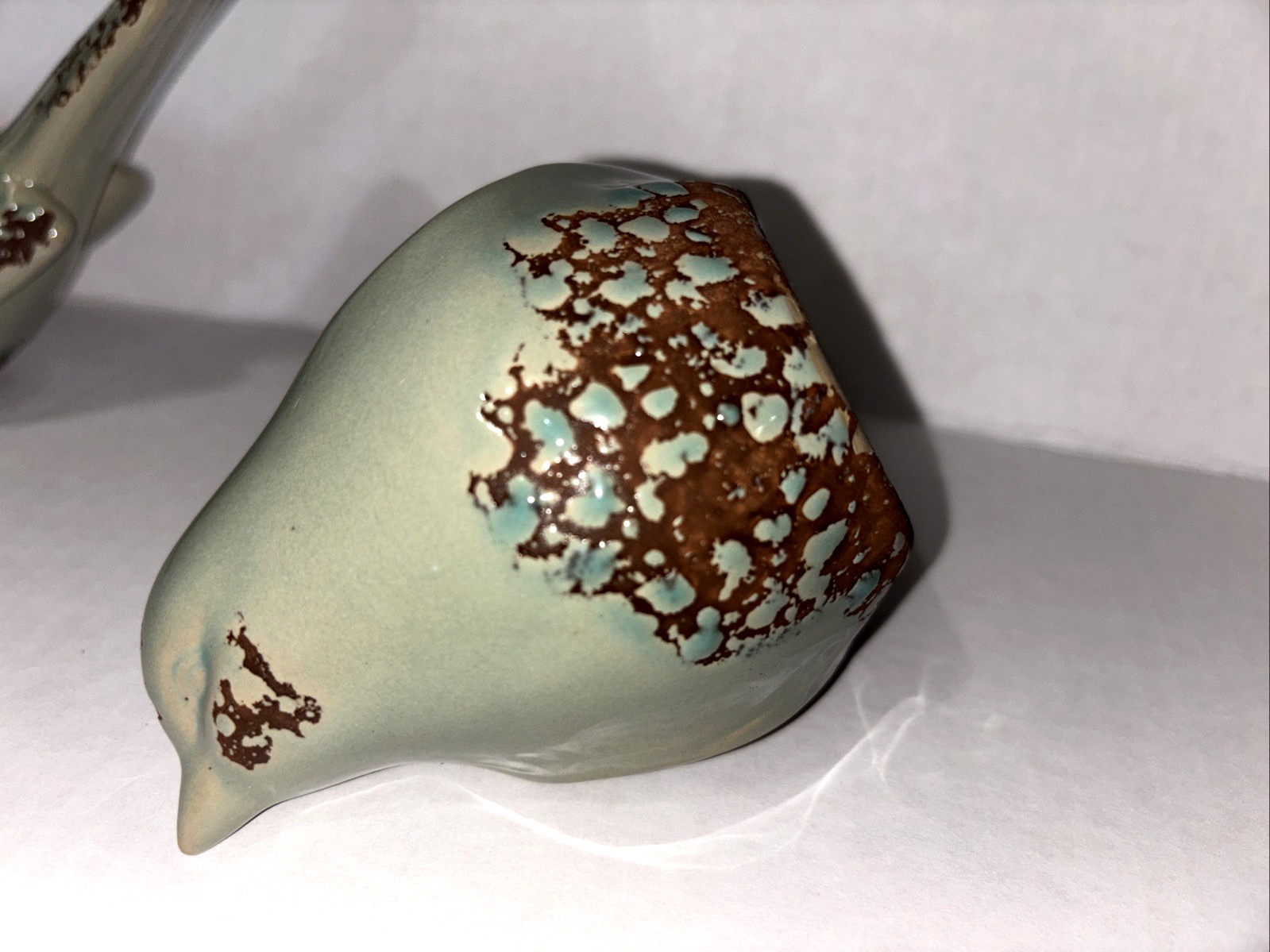 Greenand Brown Smooth & Mat Bird Figurines Distressed Ceramic Decor