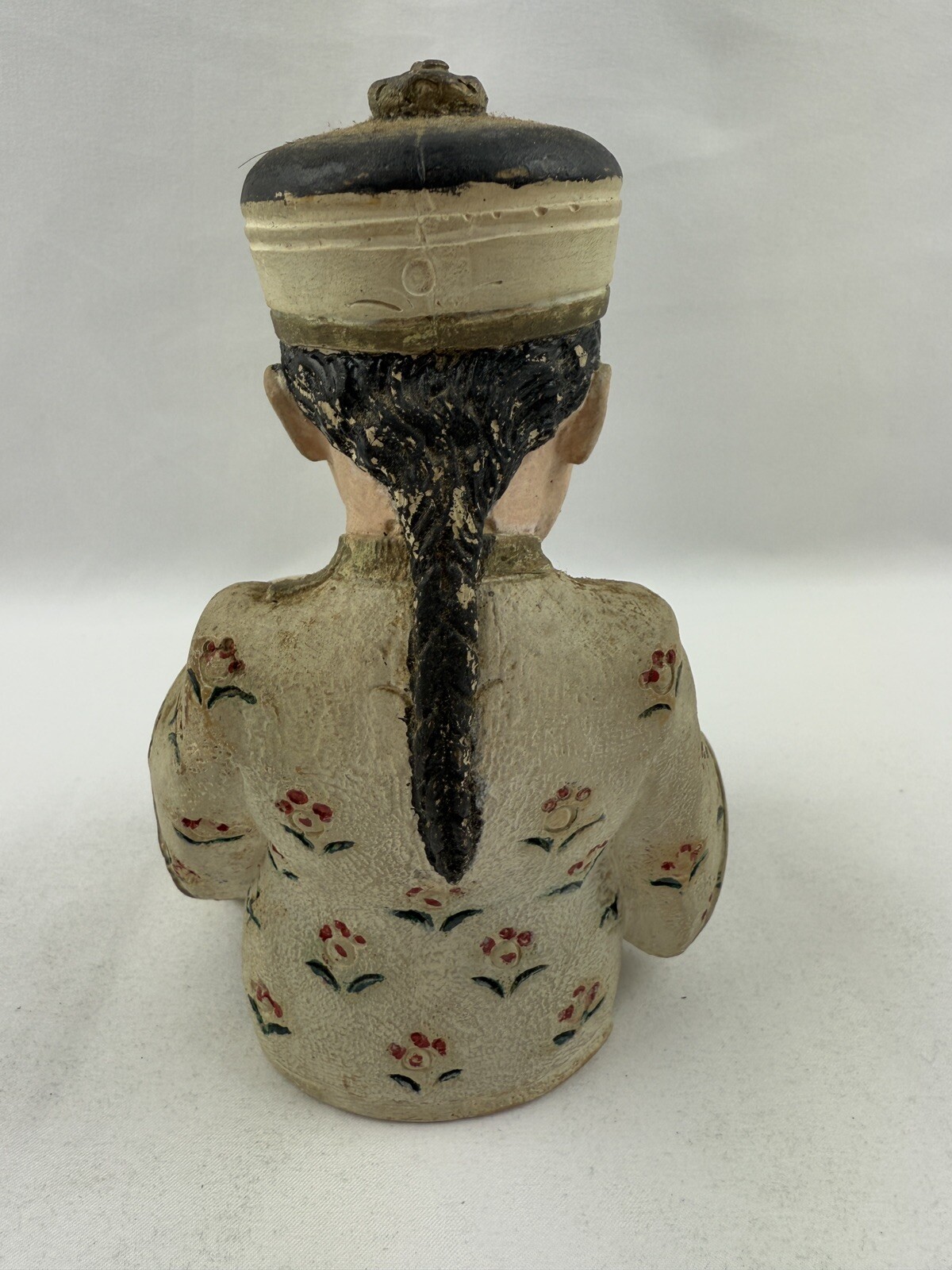 Vintage Pair of Asian Girl & Boy Reading a Book Chalk Ware Figures