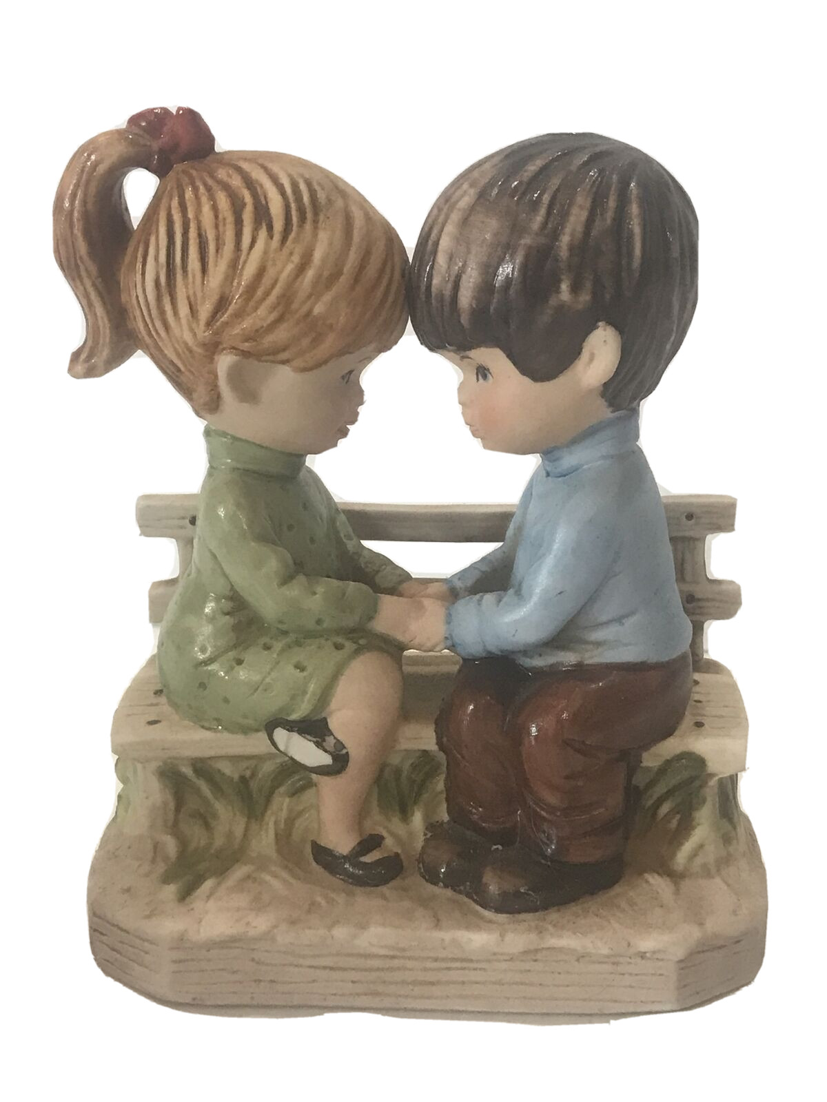 Vintage Moppets Fran Mar Young Love Girl Boy On Park Bench Holding Hands 1971