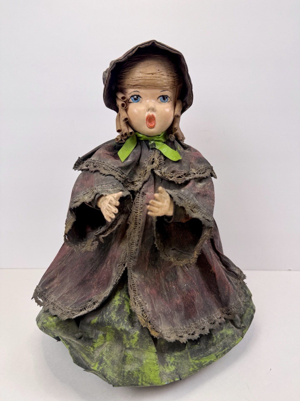 Vintage Handcrafted Doll Paper Mache Clothes Victorian Plaster Base