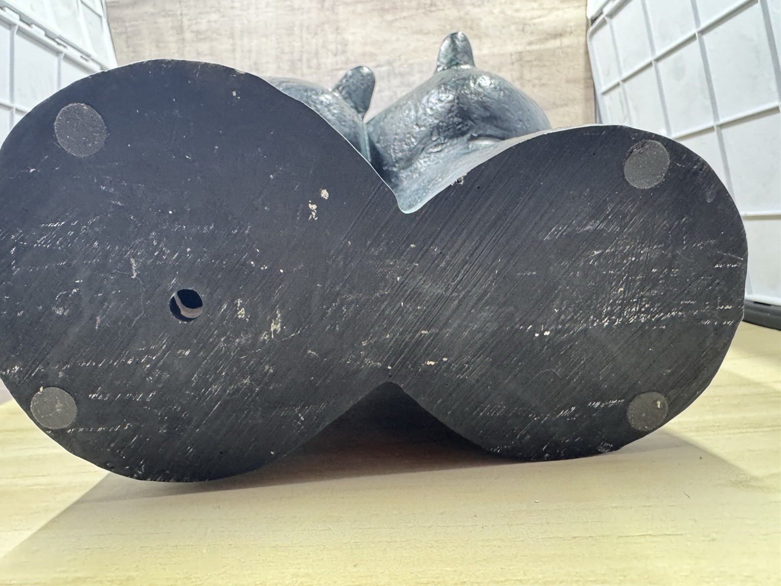 Contemporary Two Heads Resin 11” Sculpture Black Blue Patina