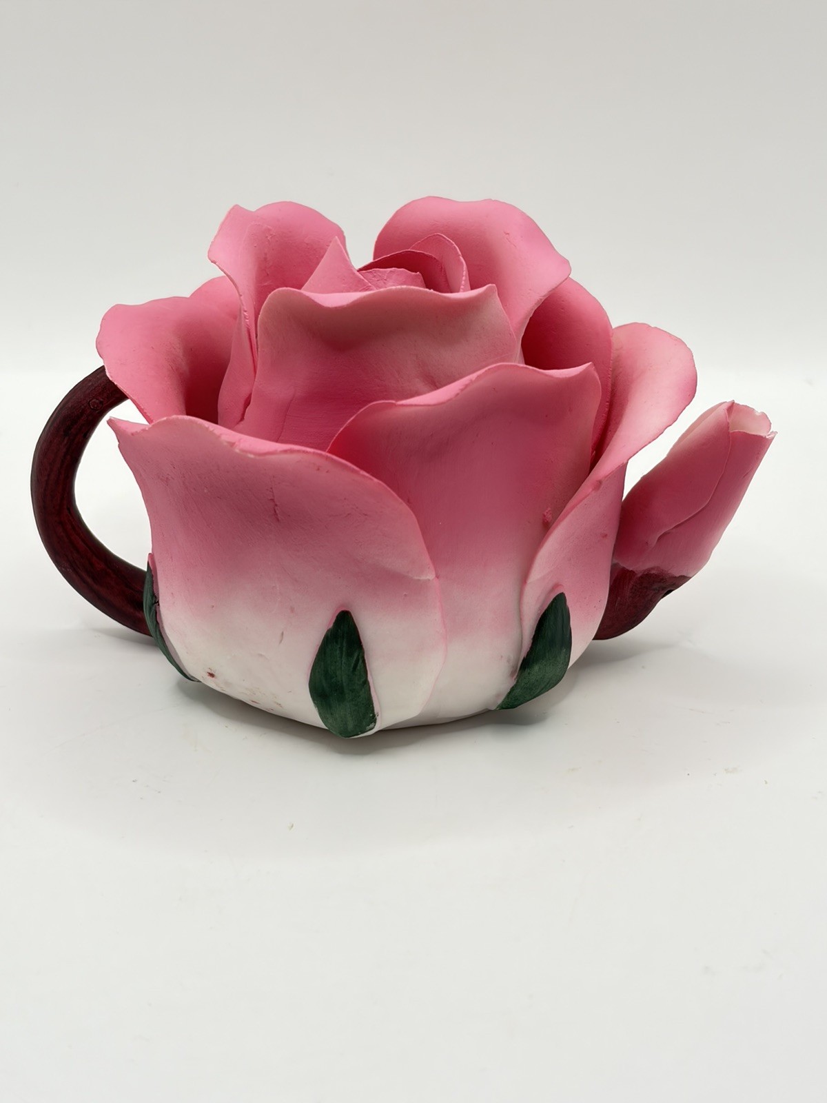 Vintage Pink Rose Petal Flower Mini Teapot Trinket Box