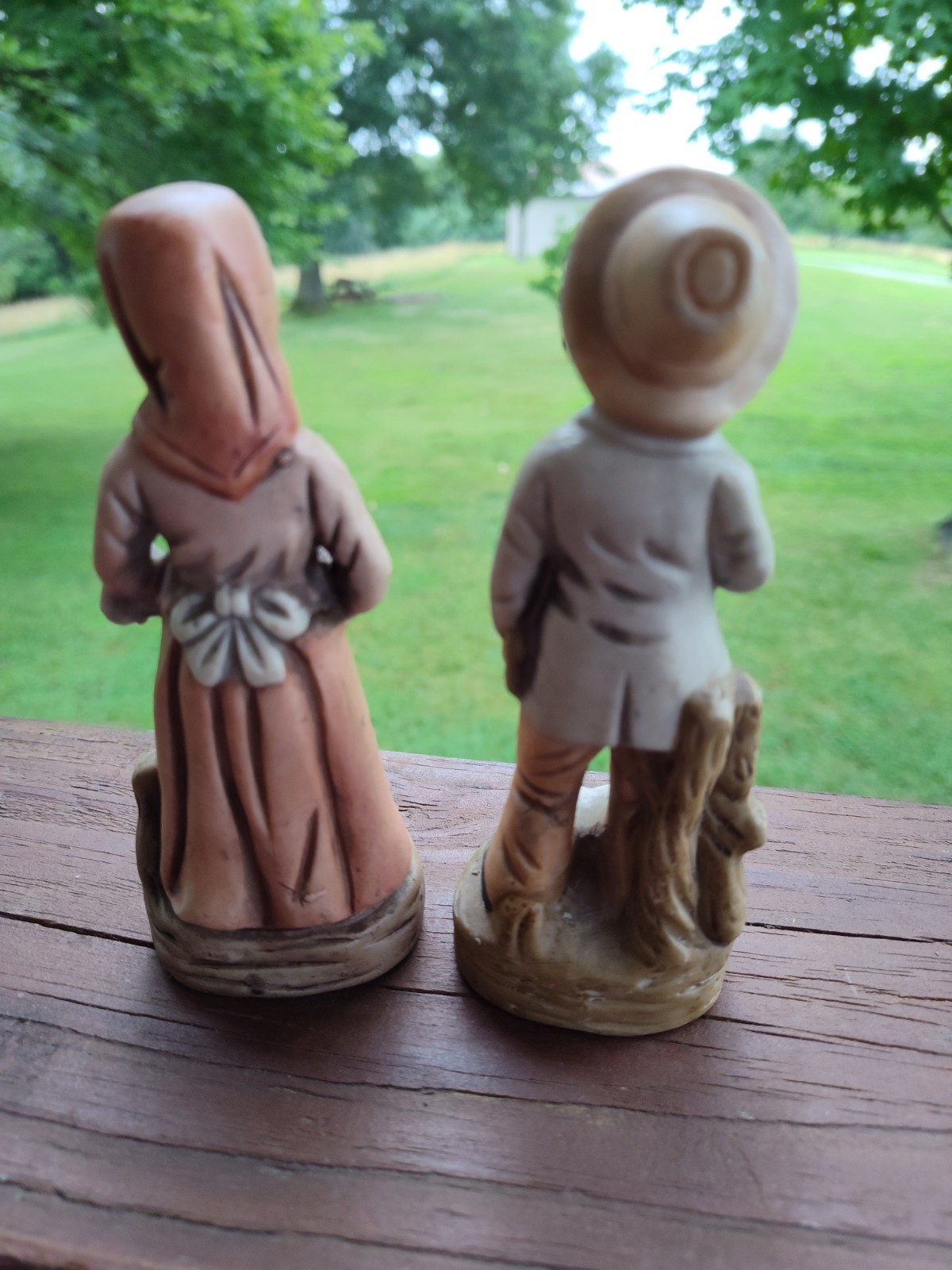 Vtg Old Man And Women With A Goose, Dog And Basket Of Food