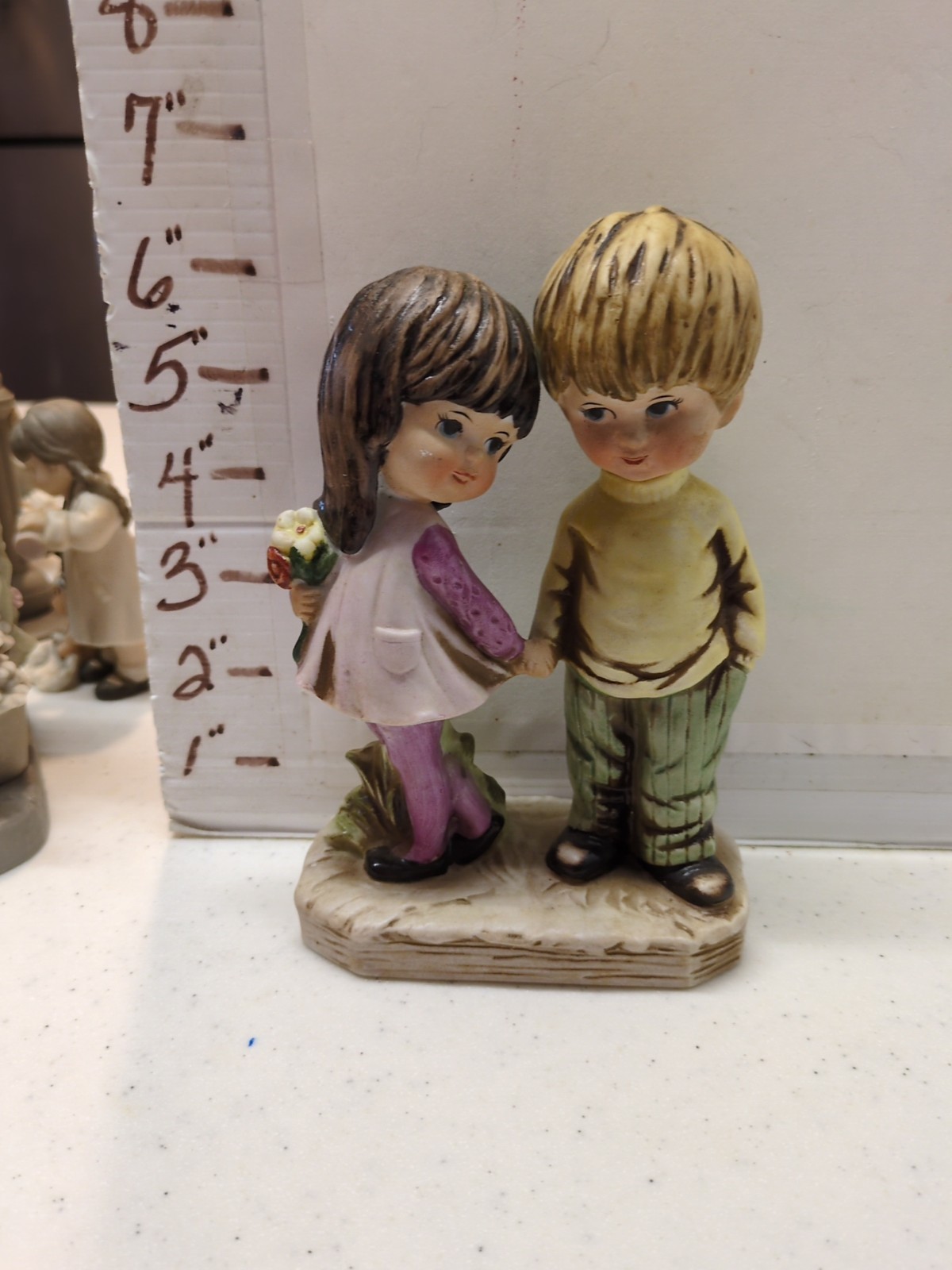 VINTAGE FRAN MAR MOPPETS FIGURINE BOY AND GIRL HOLDING HANDS 1971 KITCH VGC