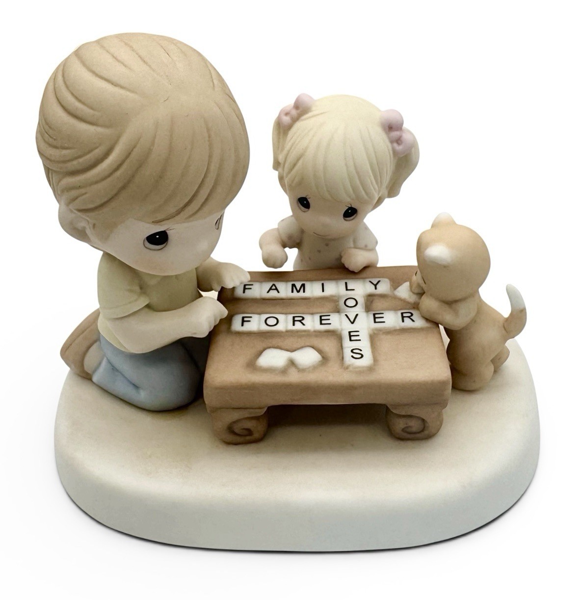 Precious Moments Figurine Family Spells Forever 2015 Game Night Bisque Porcelain
