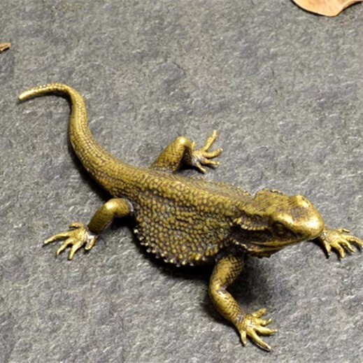 1PC Brass Lizard Animal Statue Small Sculpture Tabletop Figurine Home Decor Gift
