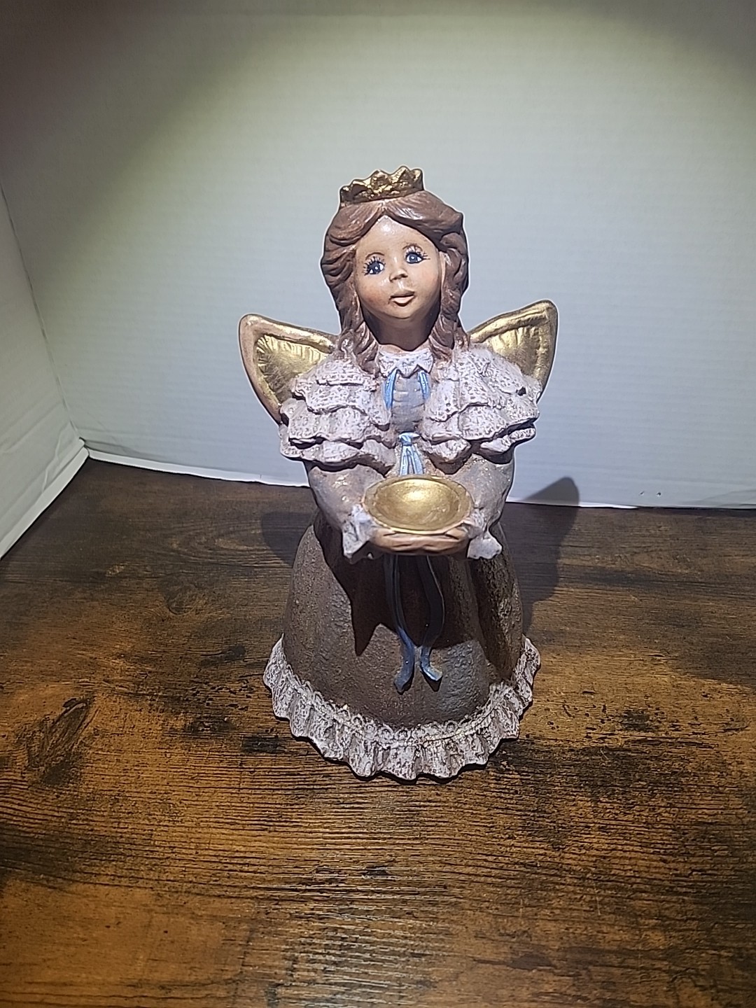 Vintage African American/Latino Tall Ceramic Angel 11 Inches Tall