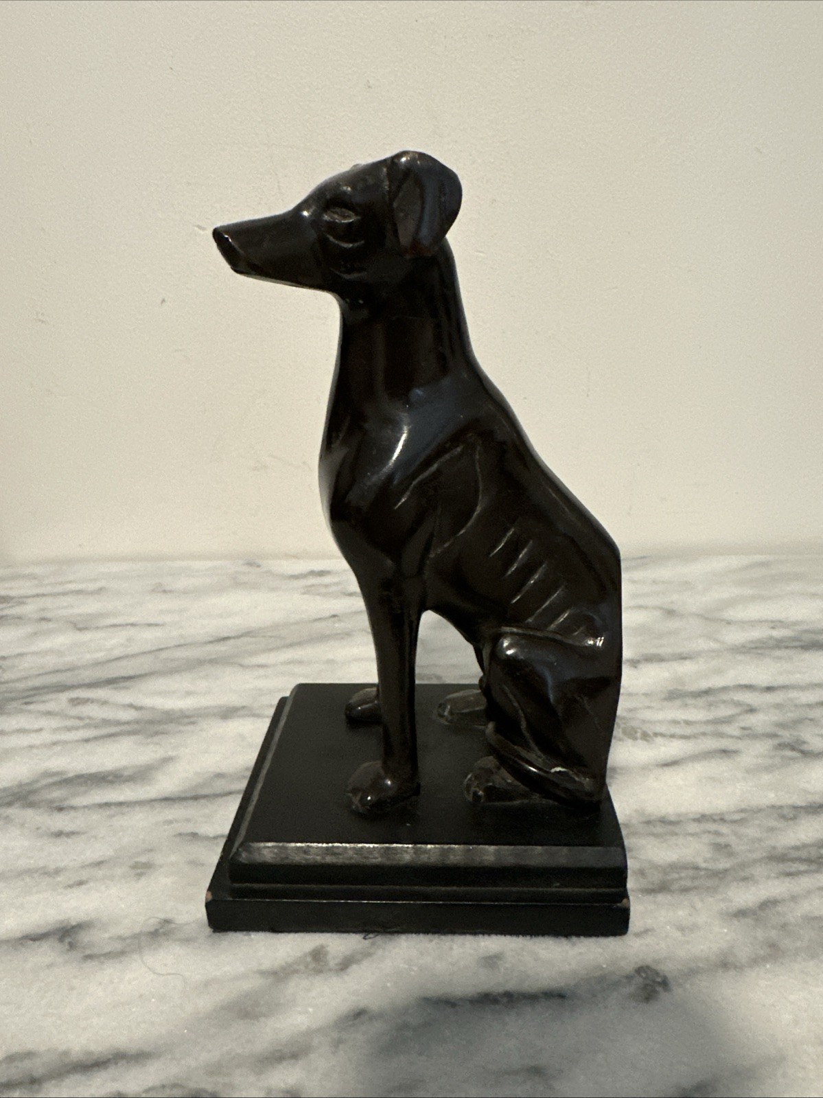 Italian Greyhound Whippet Regal Figurine Statue Metal On Base Book End 8” Tall