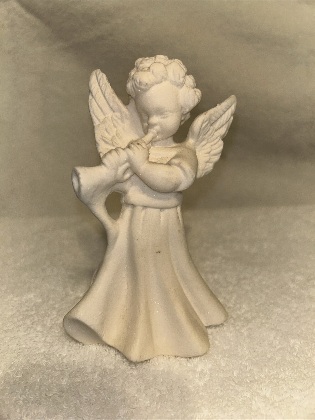 Christmas Angel Figurine Made In Italy Approx. 5” Tall Solid Stone