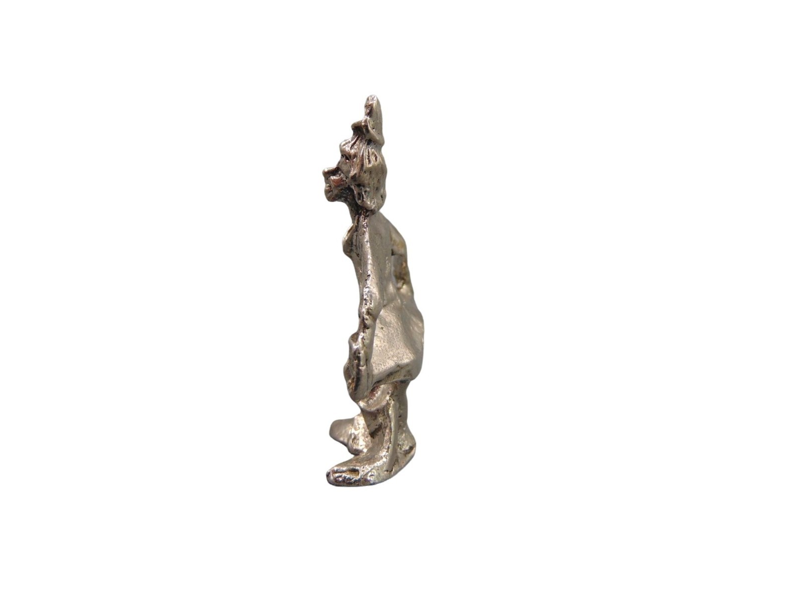 Miniature Silver Tone Clown Figurine Figure Taiwan Vintage Circus Curtsy 2.25 In