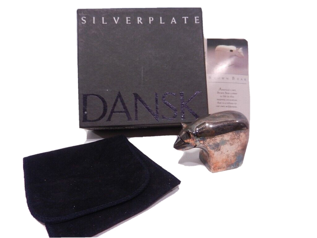 Vintage Mid Century Style Bear Paperweight Figurine DANSK Silverplate Designs