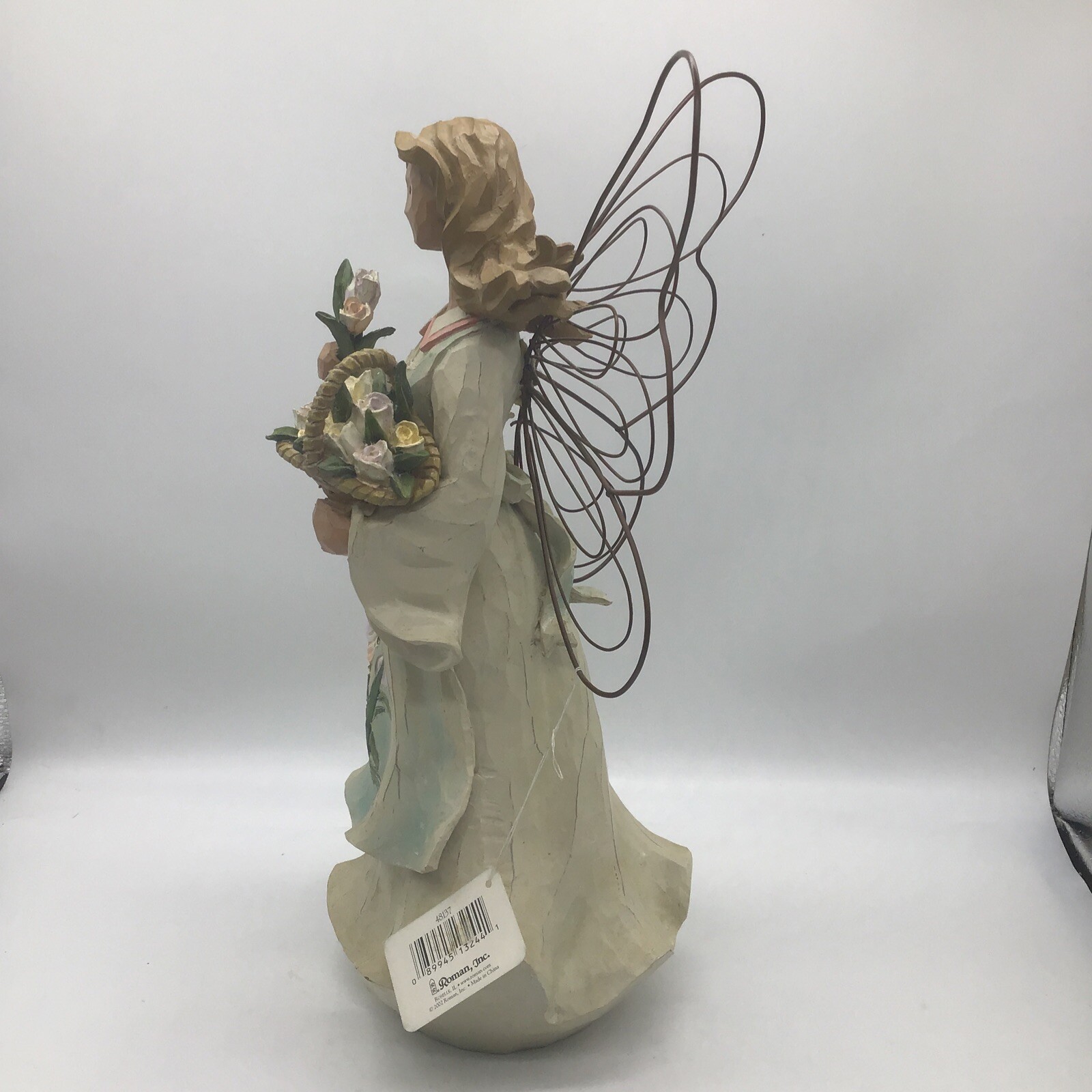 Vintage 2002 Angel Accents 16” Angel W/Tulips In Basket By Roman, Inc. 48137