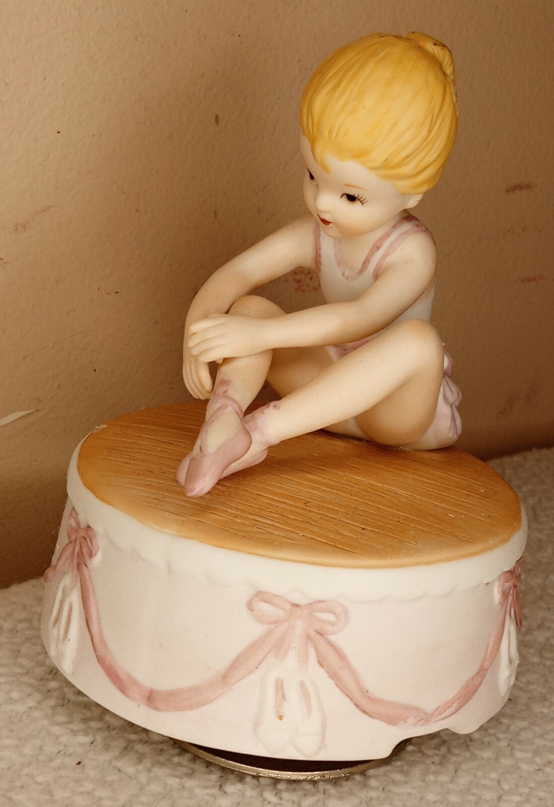 Vintage Schmid 1991 Hand Painted Musical Collectibles Pink Ballerina Girl