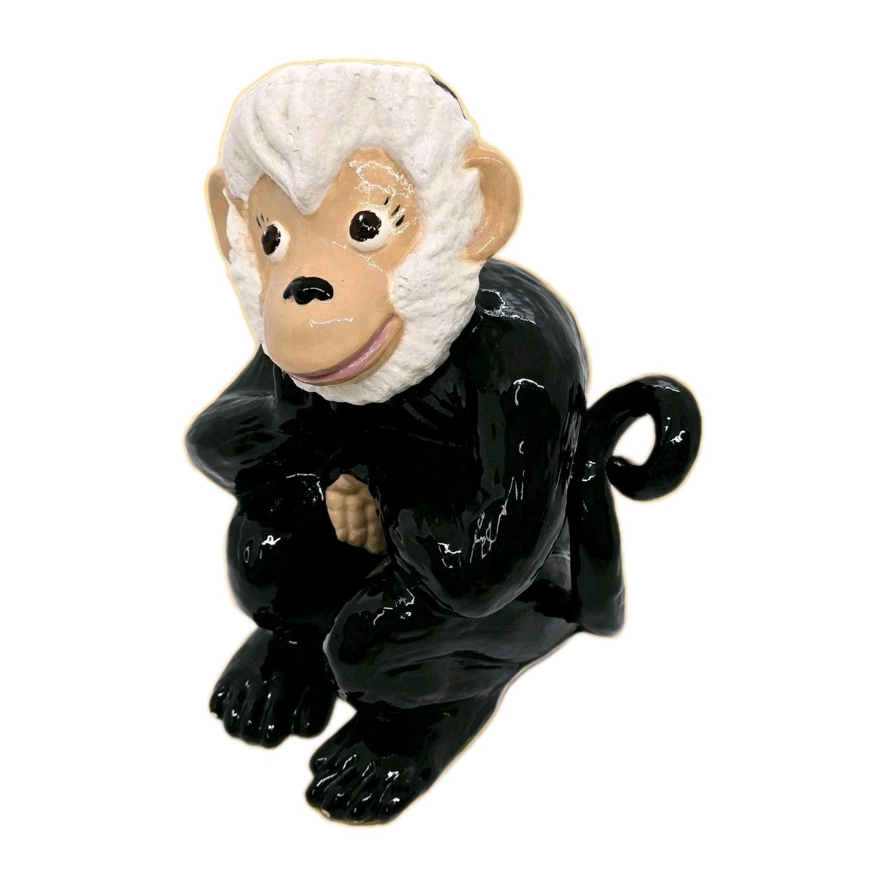 Vintage Ceramic Sleeper Monkey 1955 Signed RETRO MCM Decor Hollywood Regency
