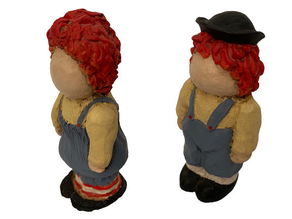 Raggedy Ann & Raggedy Andy Faceless Americana 3″ Composite Figurines Vtg 1990